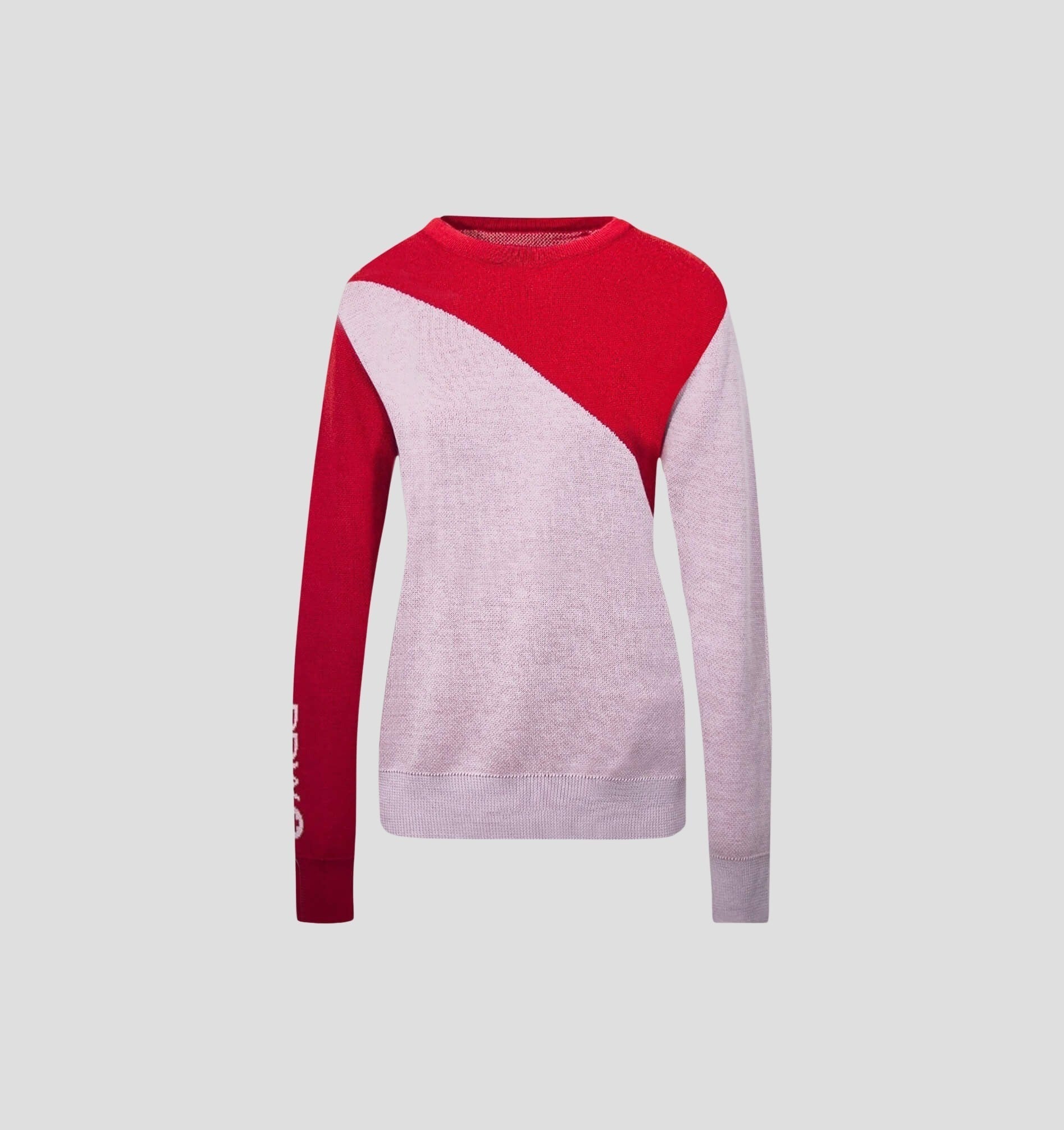 Abstract Merino Sweater - Soft Pink / Scarlet Red / XS
