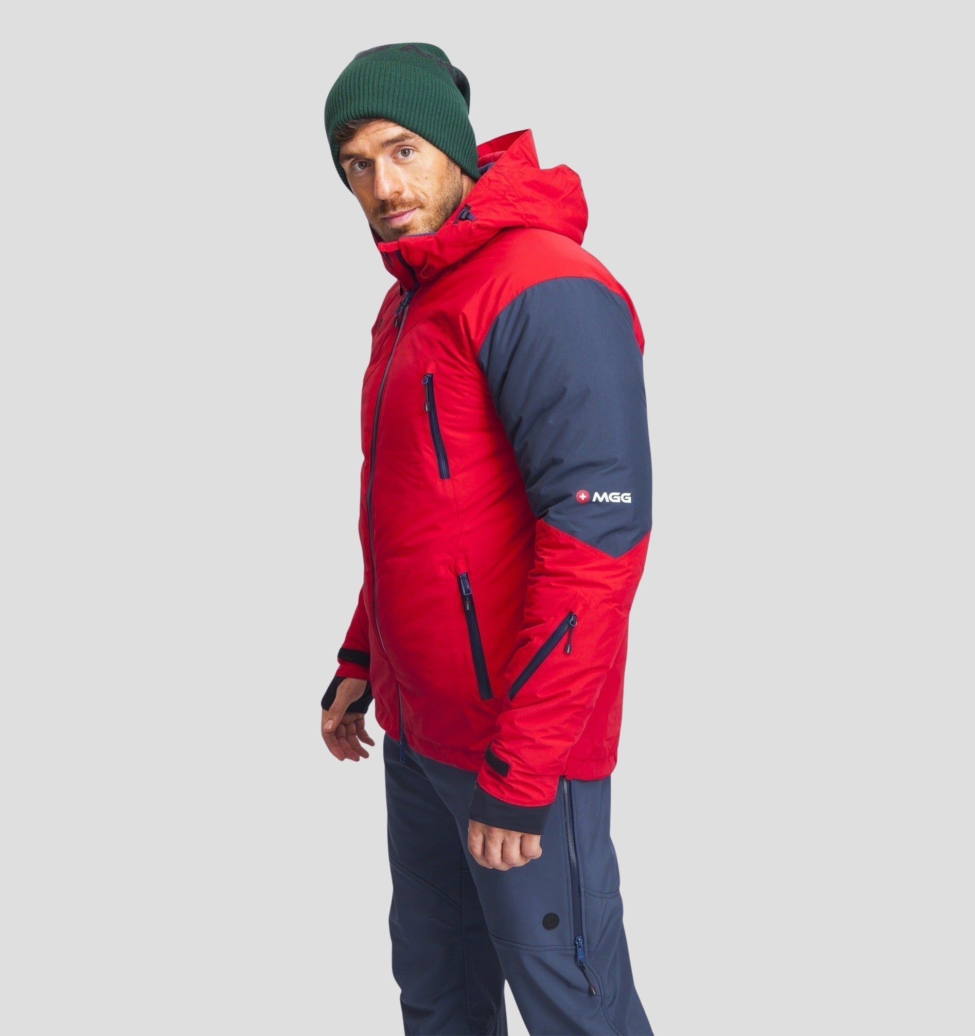 Merino Oversize Cuffed Beanie - Snow White / Navy Blue / One Size