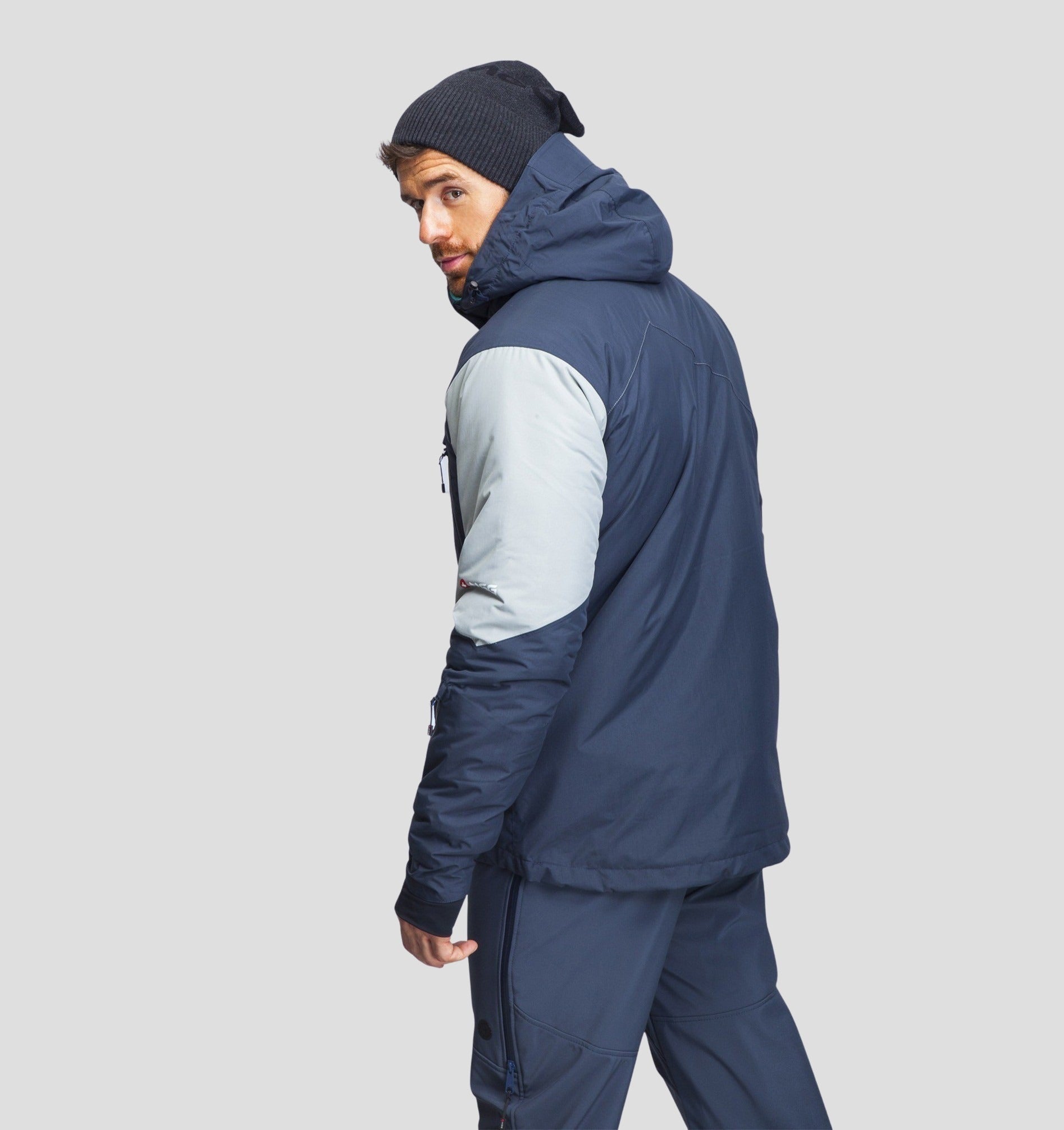 Merino Oversize Cuffed Beanie - Snow White / Navy Blue / One Size