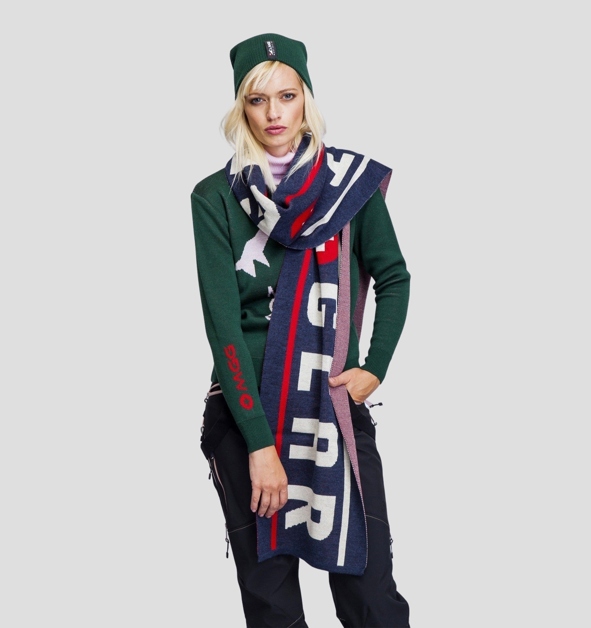 Merino Oversize Scarf (220cm x 32cm) - Navy Blue / Ocean Blue / 220cm x 32cm