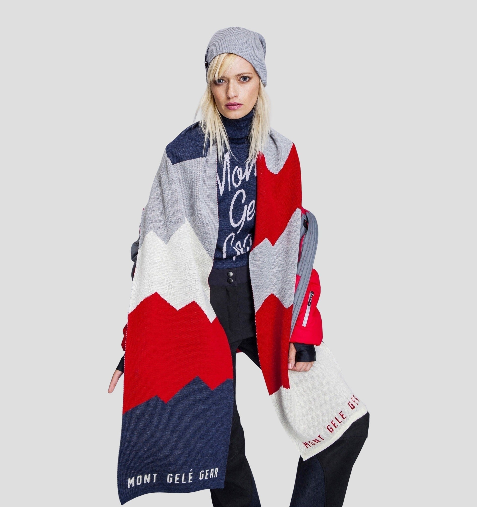 Merino Oversize Scarf (220cm x 32cm) - Navy Blue / Ocean Blue / 220cm x 32cm