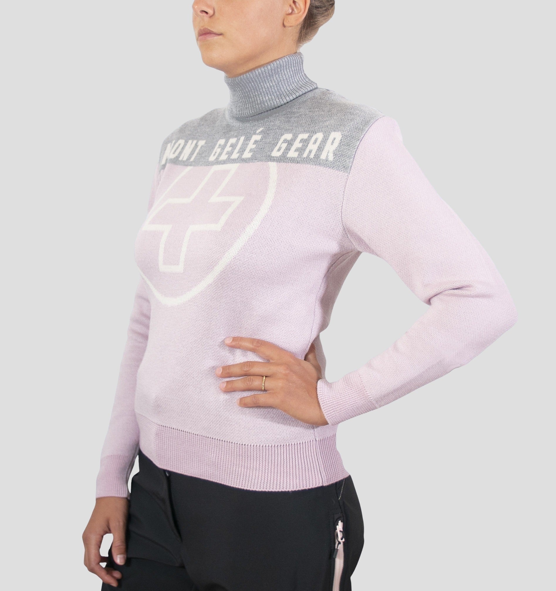 Abstract Merino Sweater - Soft Pink / Stone Grey / XS