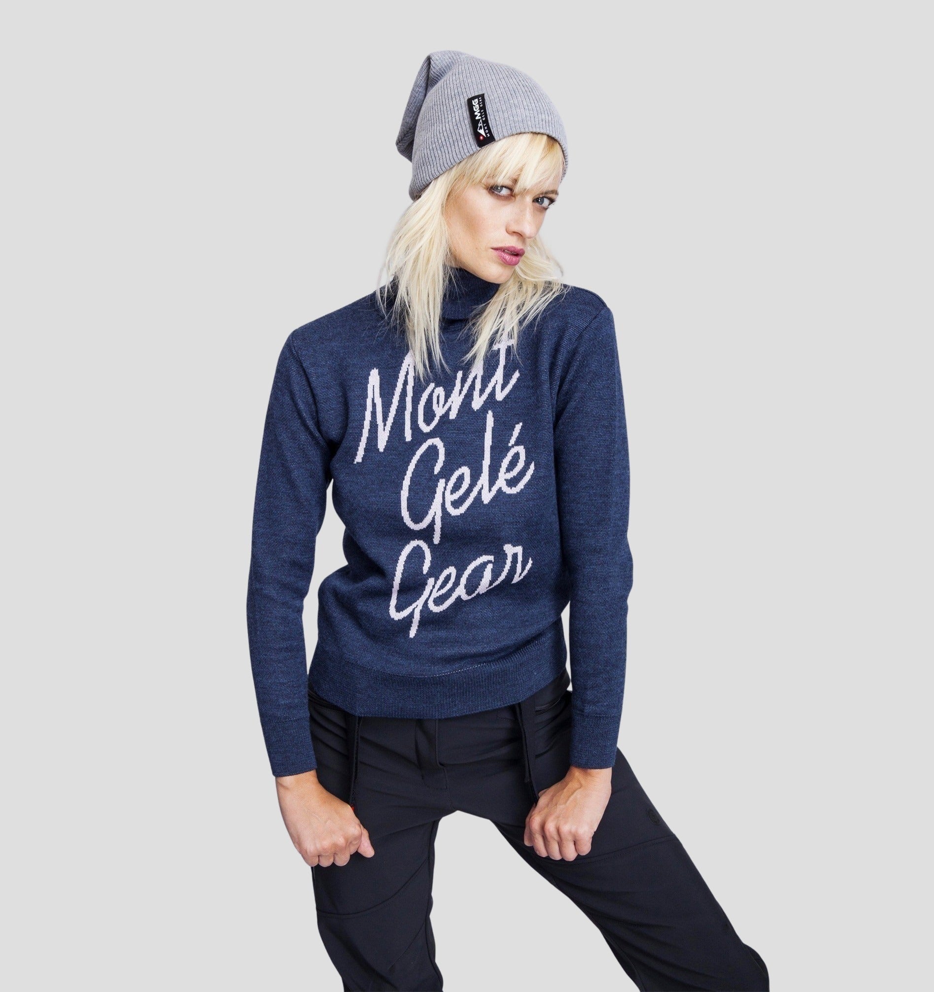 Vintage Merino Sweater - Navy Blue / Soft Pink / XS