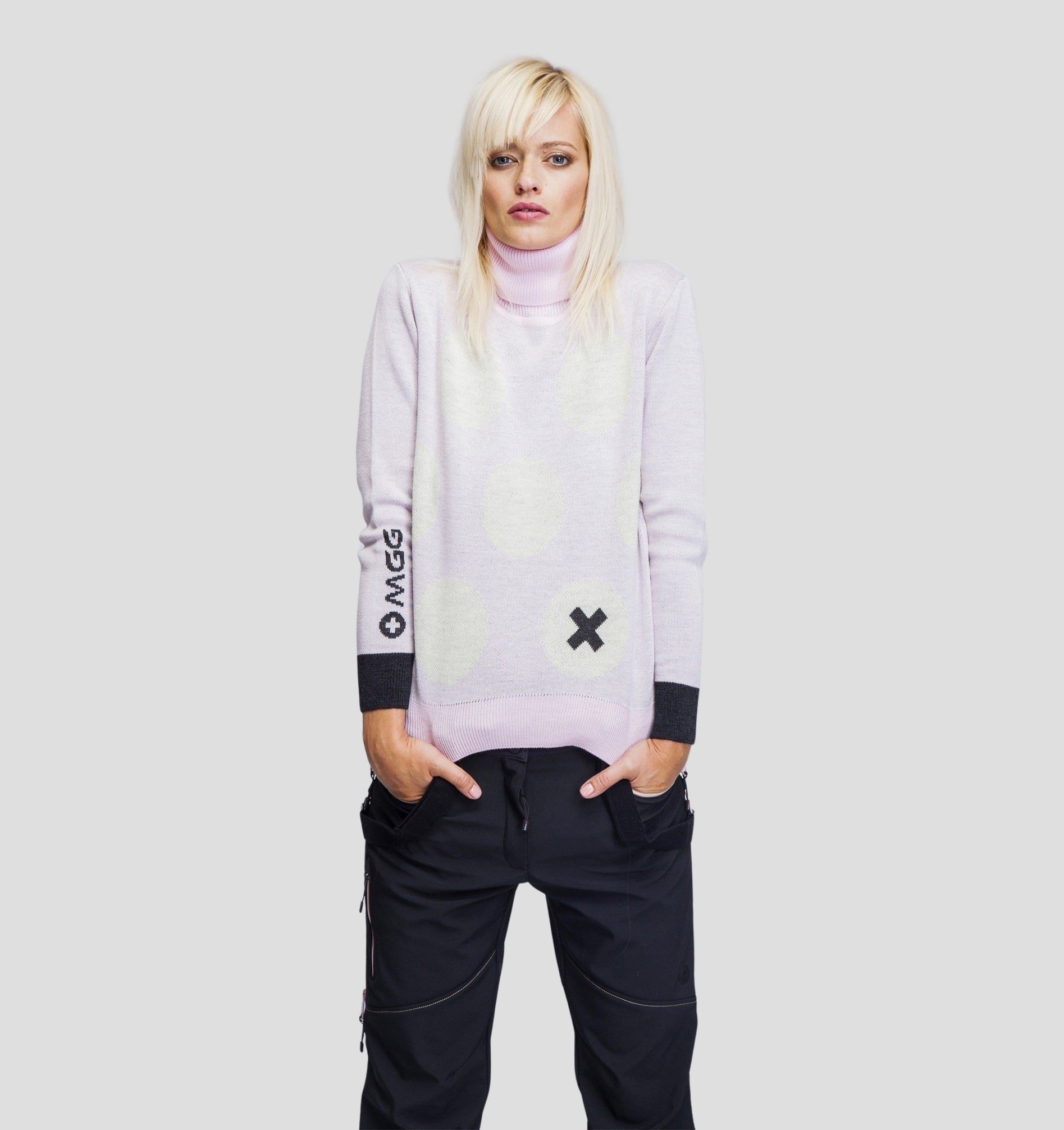 Abstract Merino Sweater - Soft Pink / Snow White / XS