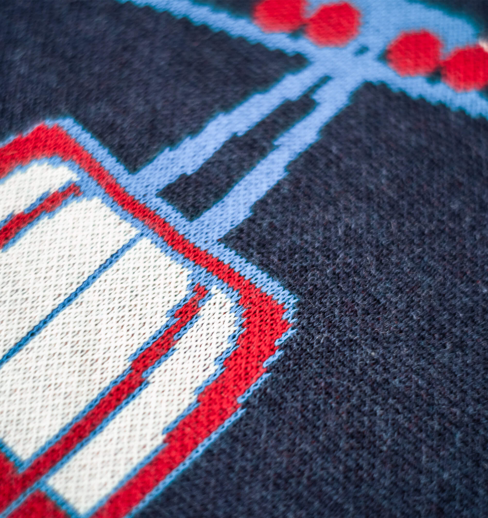 Gondola Merino Sweater - Navy Blue / Ruby Red / S