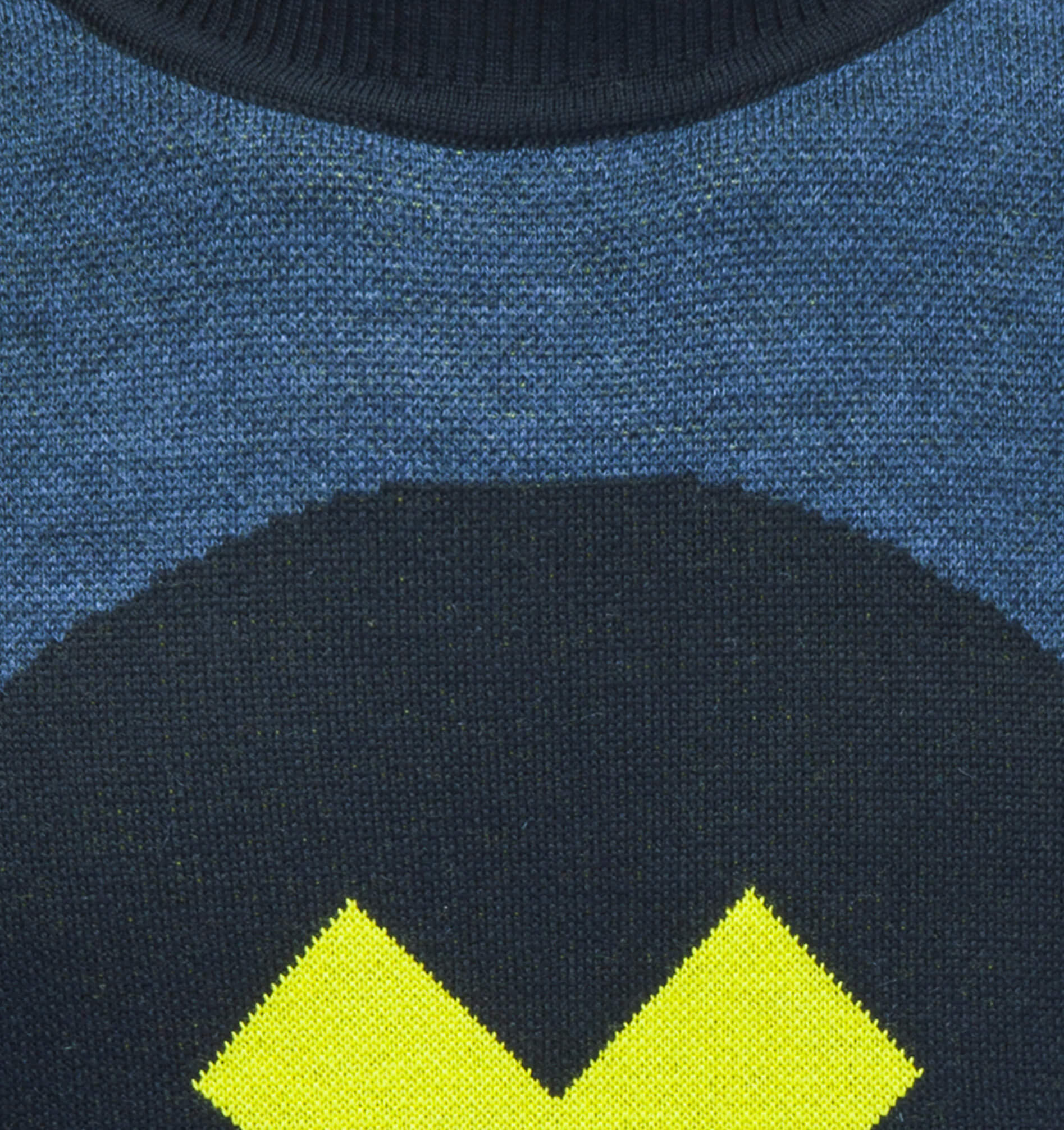 Abstract Merino Sweater - Navy Blue / Lemon Yellow / S