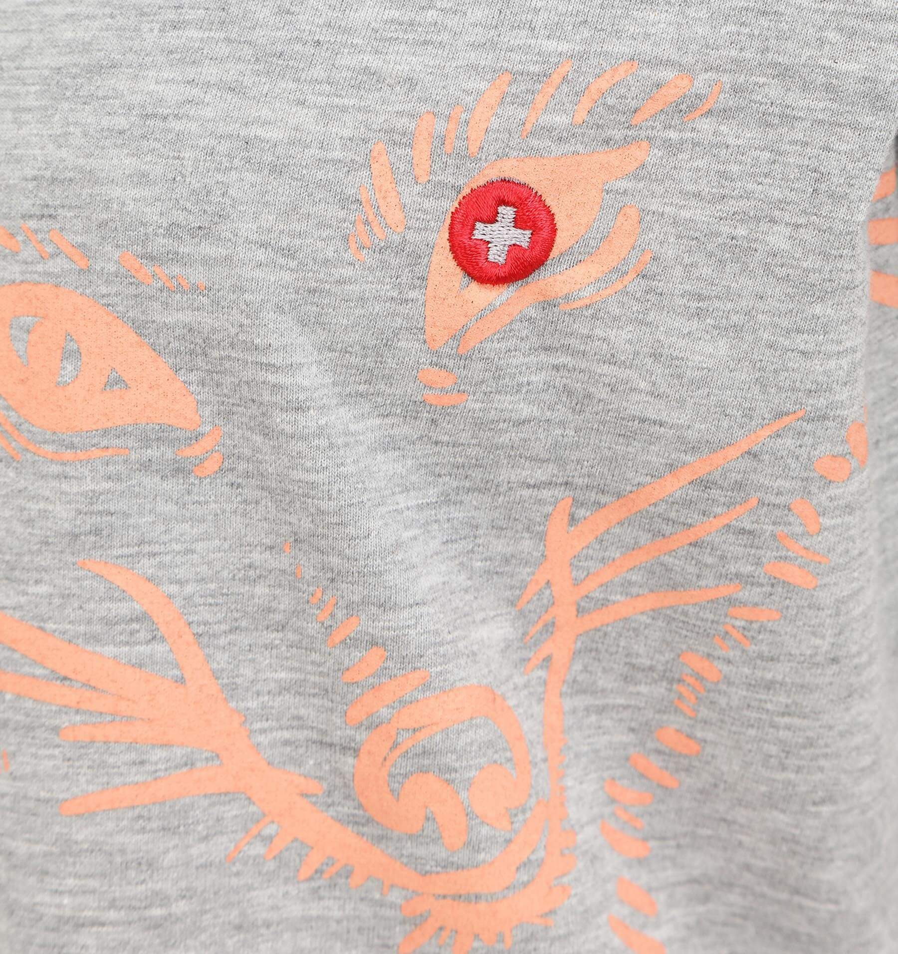 Cotton Loose Fit Fox Tee - Snow White / Stone Grey / XS