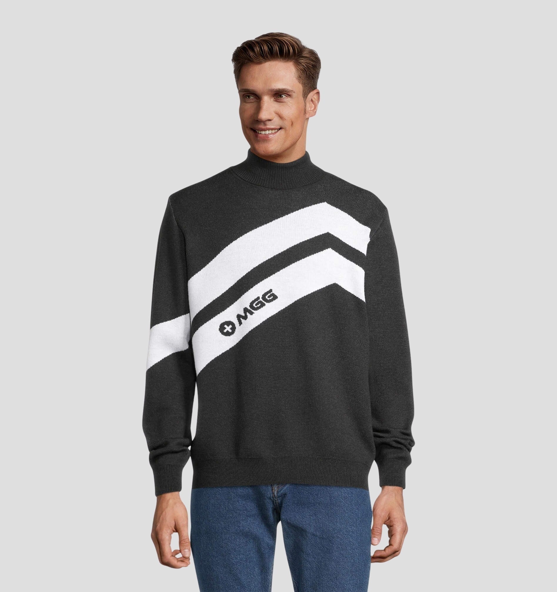Retro Merino Sweater - Onyx Black / Snow White / S