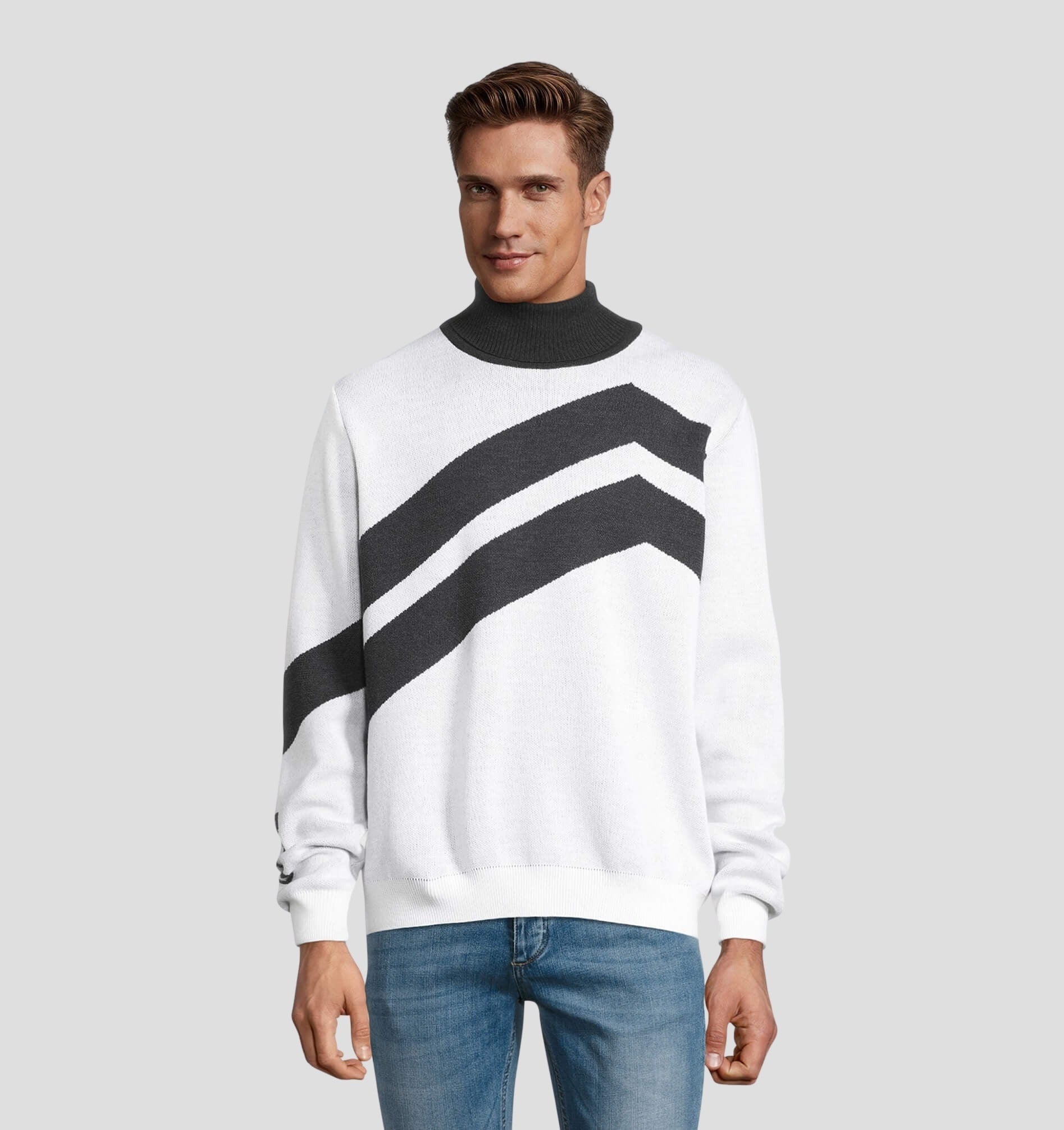 Retro Merino Sweater - Onyx Black / Snow White / S