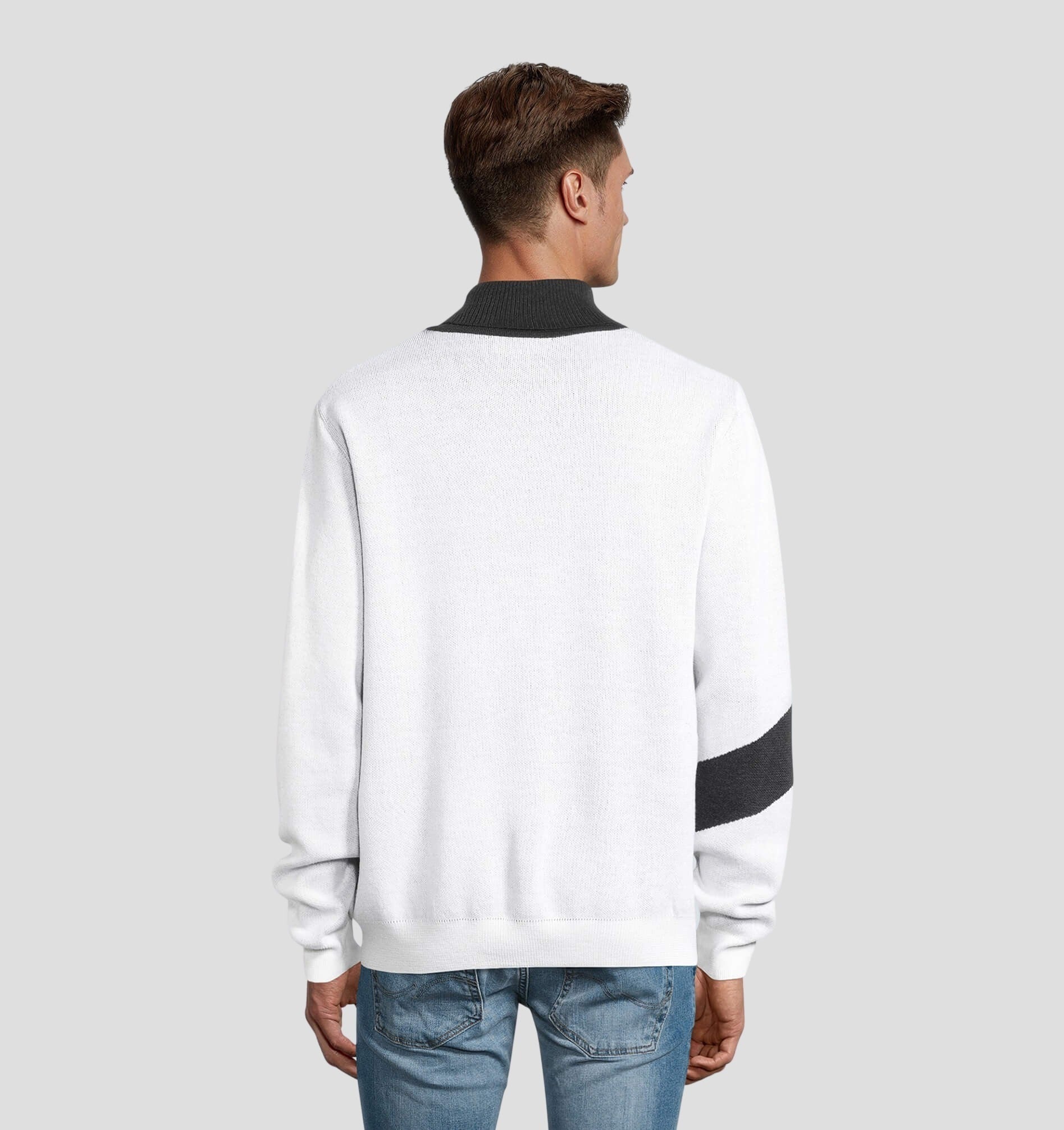 Retro Merino Sweater - Onyx Black / Snow White / S
