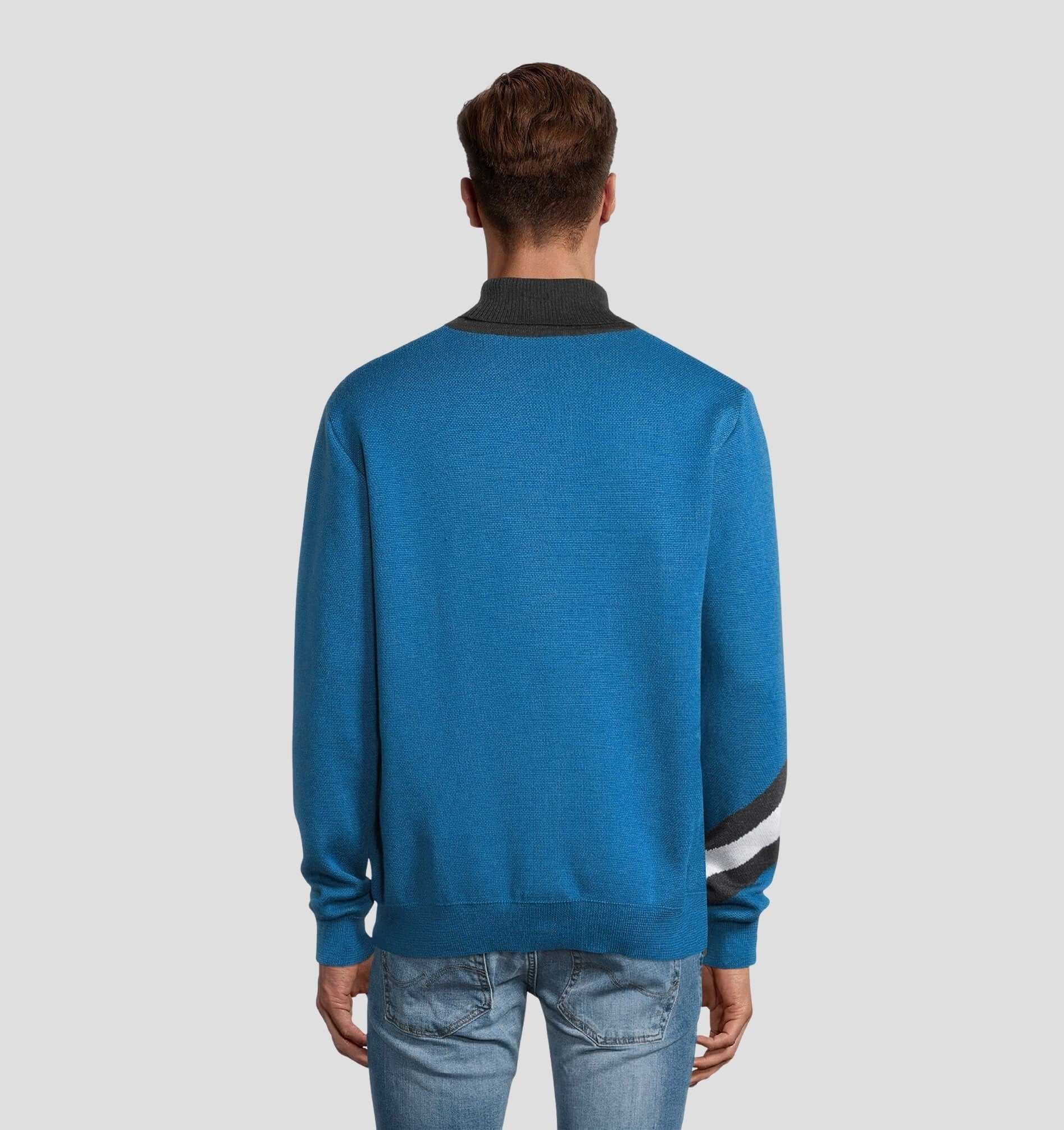 Logo Merino Sweater - Ocean Blue / Snow White / S