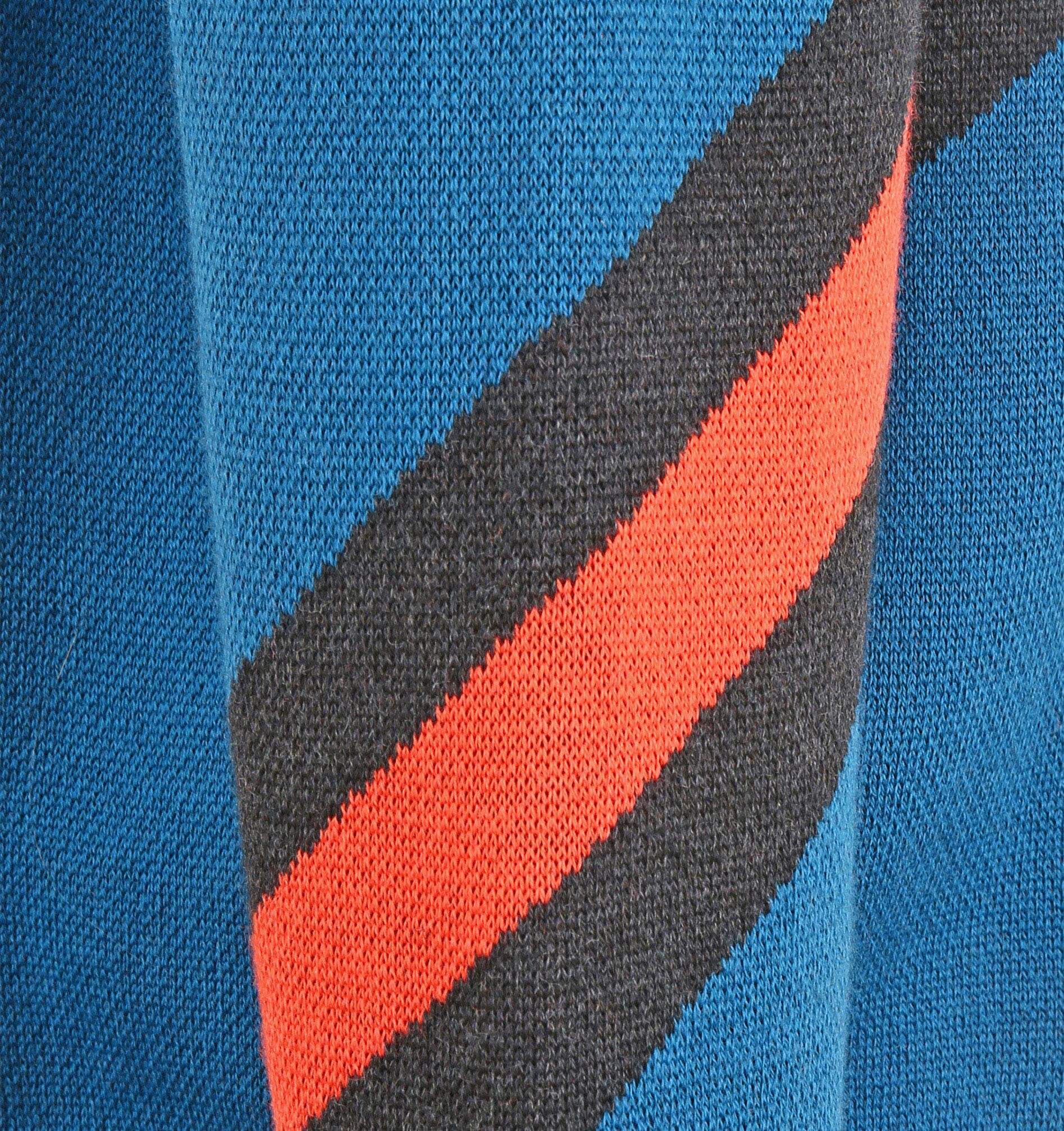 Retro Merino Sweater - Ocean Blue / Fire Red / S