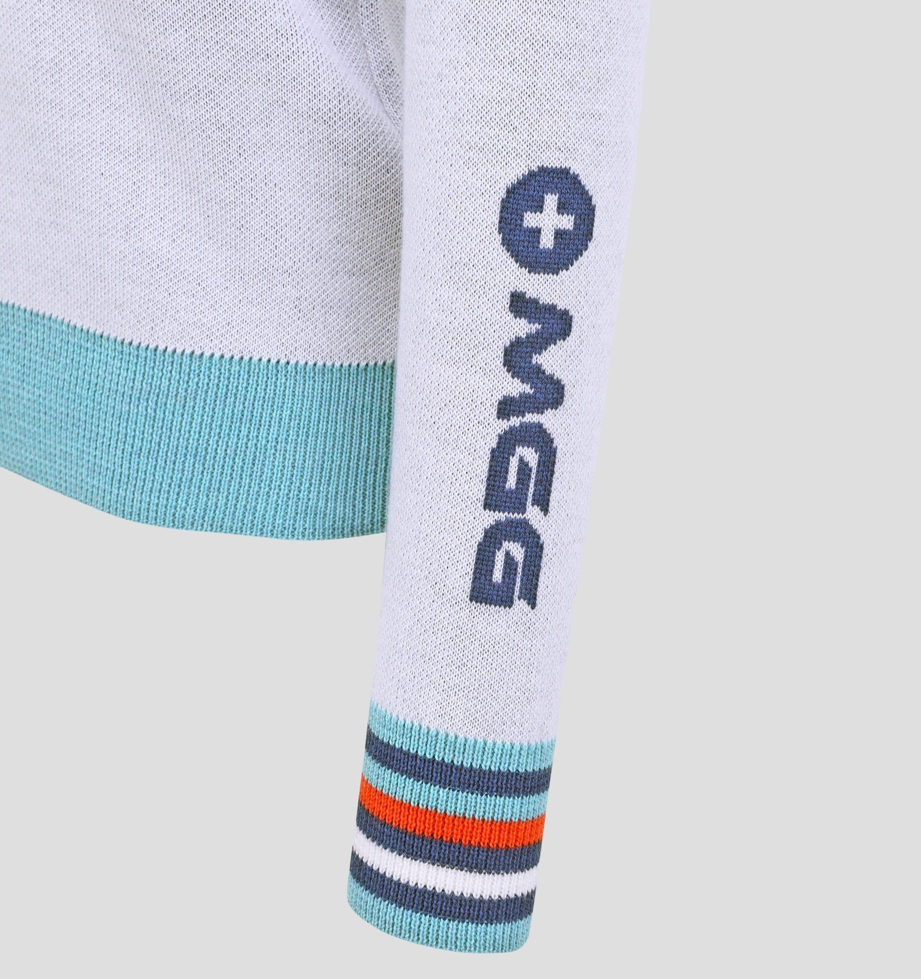 Retro Merino Sweater - Dove Grey / Aqua Blue / XS