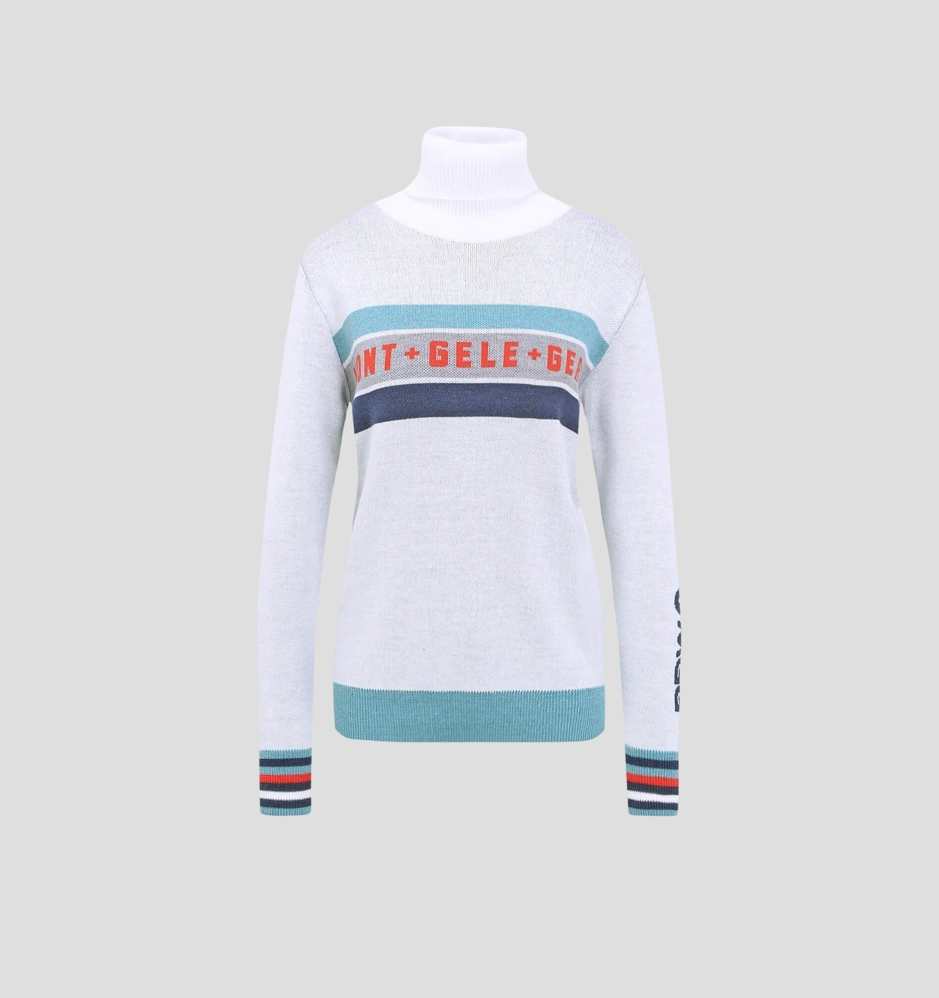 Retro Merino Sweater - Dove Grey / Aqua Blue / XS