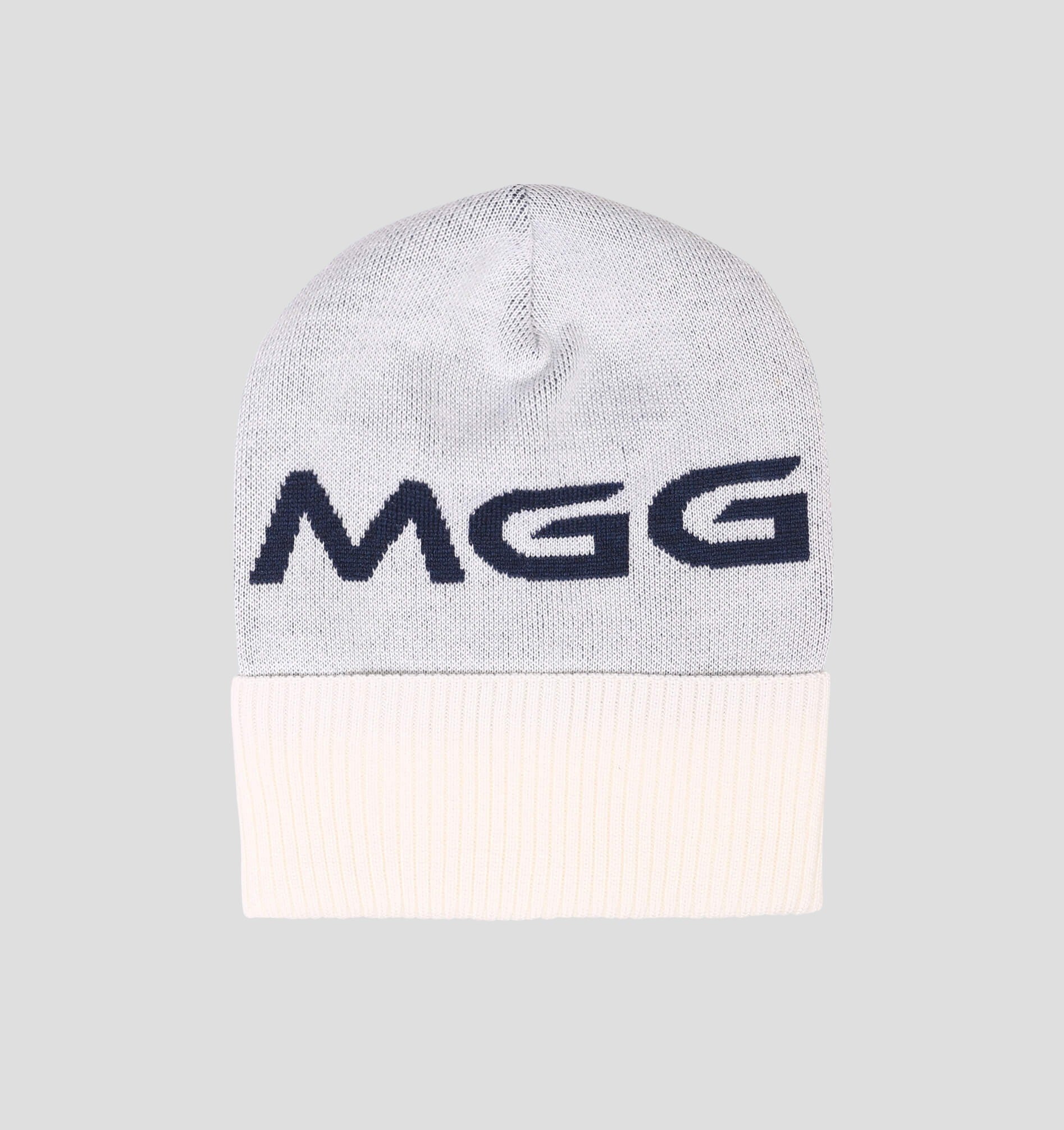 Merino Oversize Cuffed Beanie - Snow White / Navy Blue / One Size