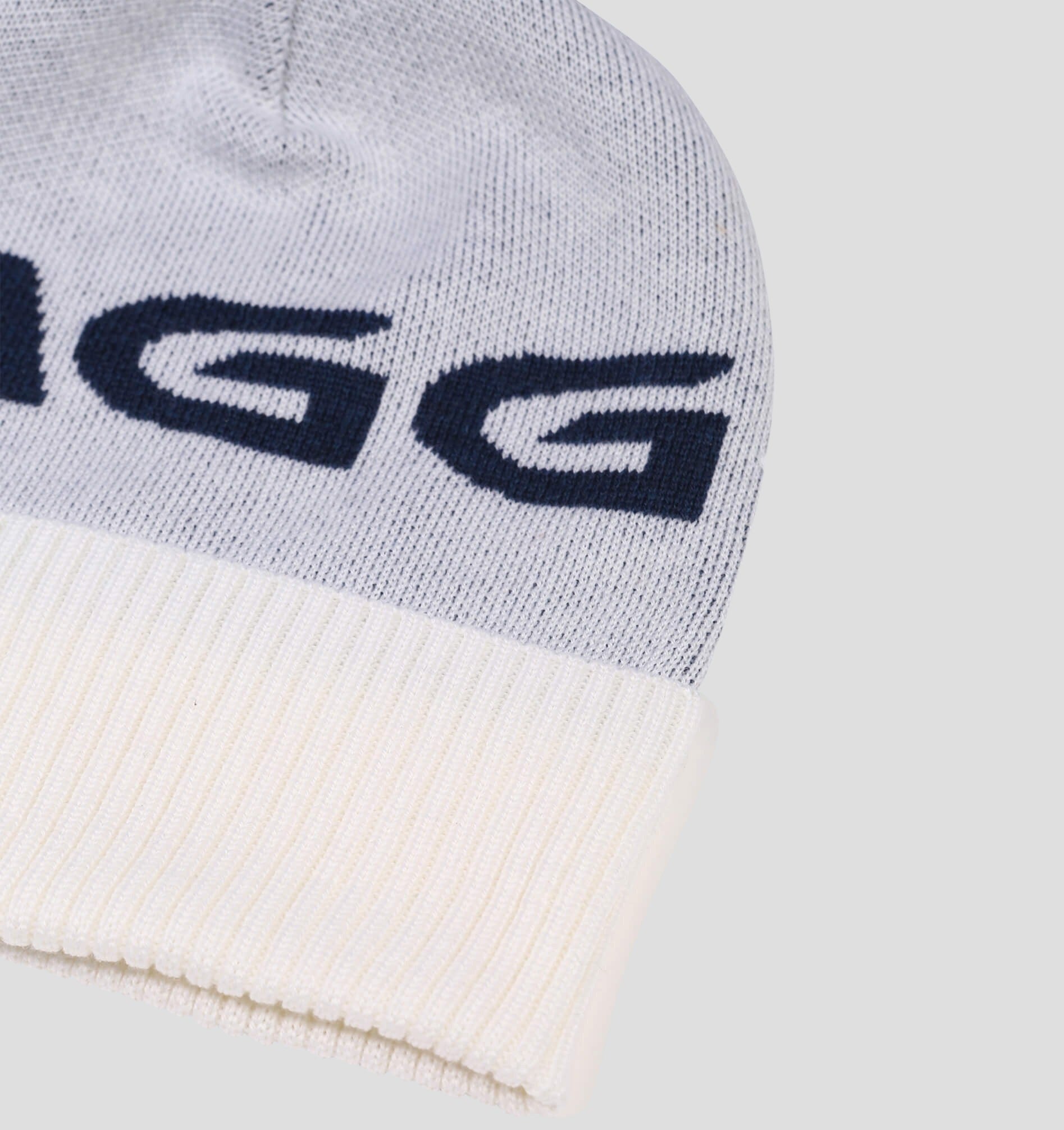 Merino Oversize Cuffed Beanie - Snow White / Navy Blue / One Size