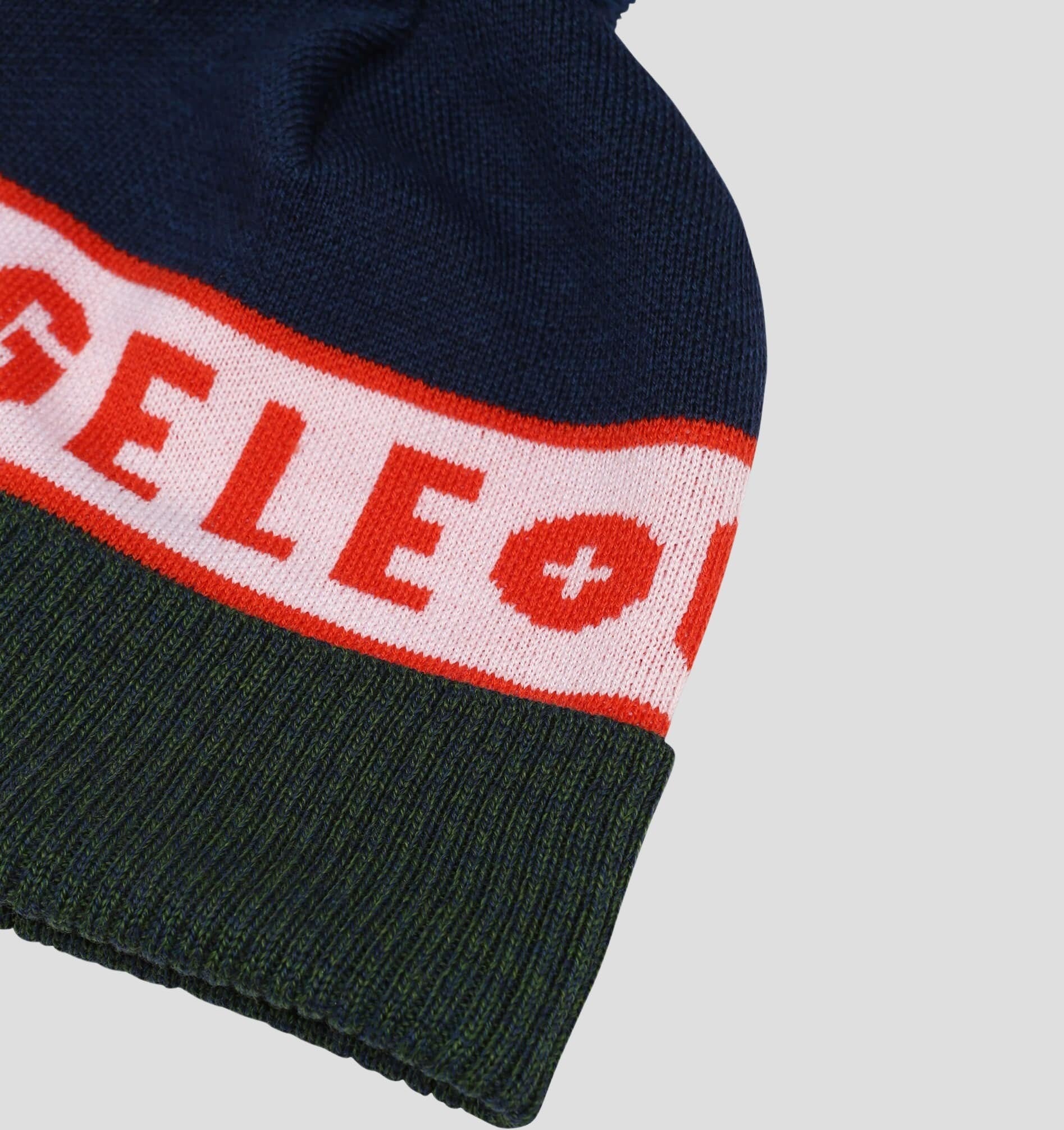 Merino Bobble Hat - Navy Blue / Forest Green / One Size