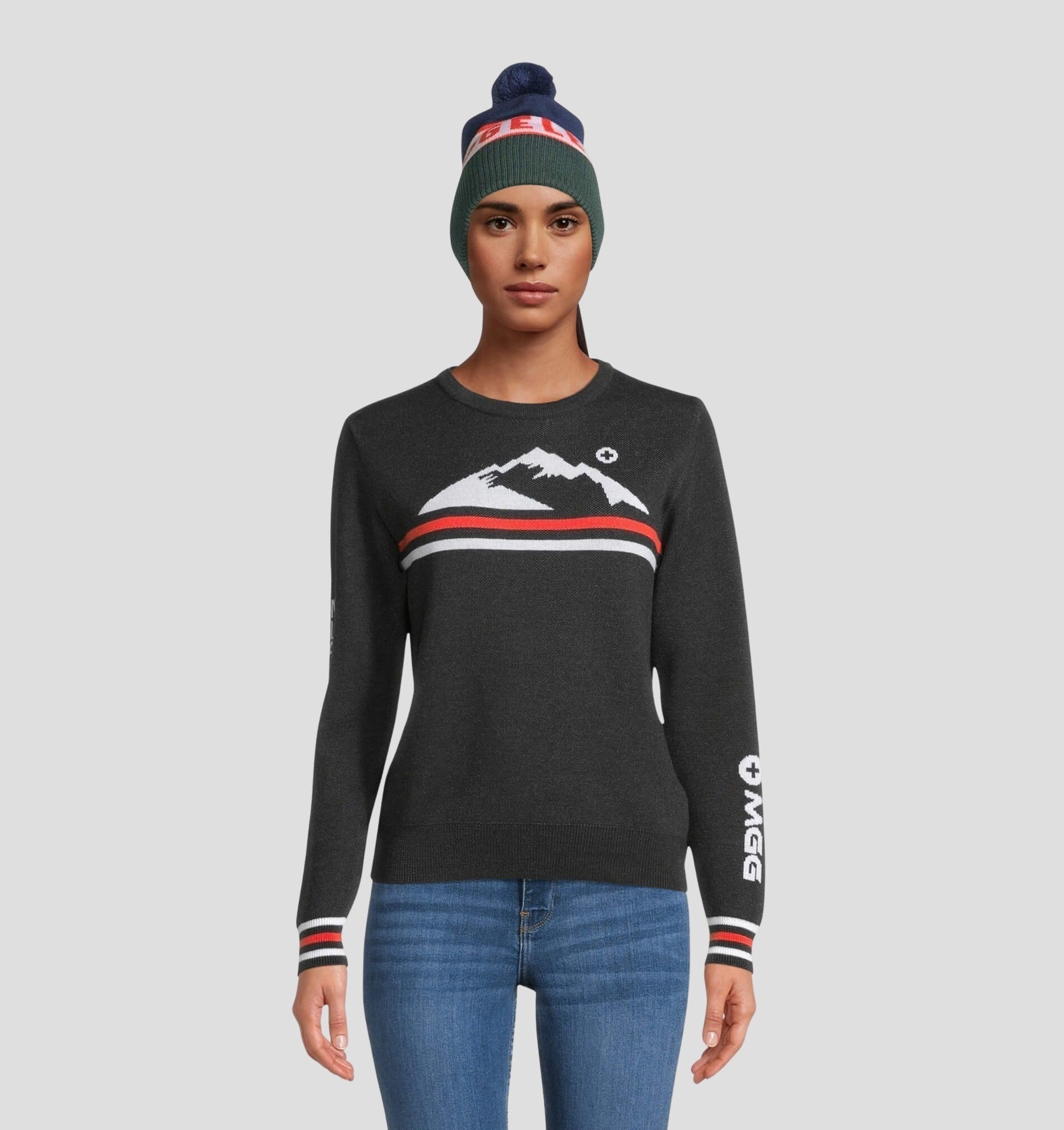 Merino Bobble Hat - Navy Blue / Forest Green / One Size