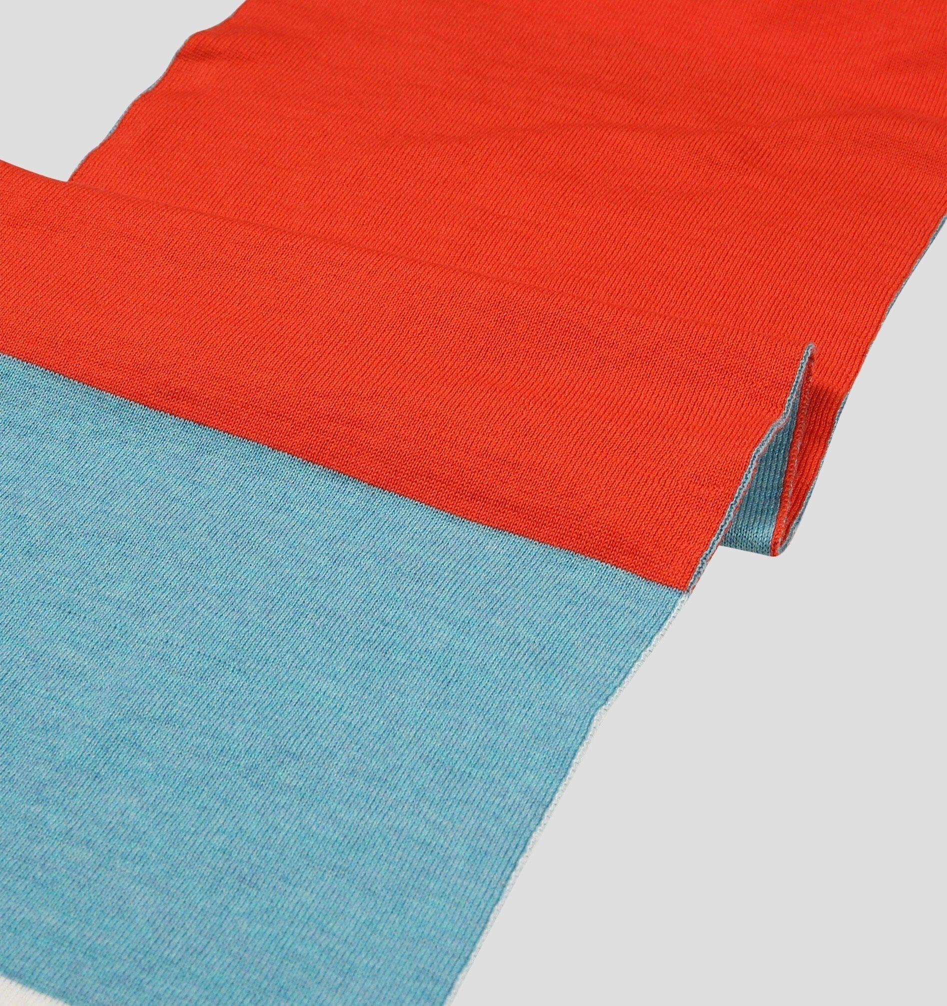 Merino Classic Scarf (160cm x 24cm) - Stone Grey / Fire Red / 160cm x 24cm