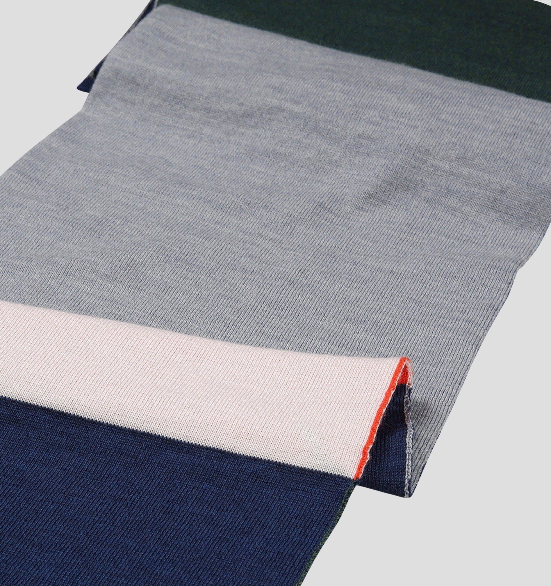 Merino Classic Scarf (160cm x 24cm) - Stone Grey / Fire Red / 160cm x 24cm