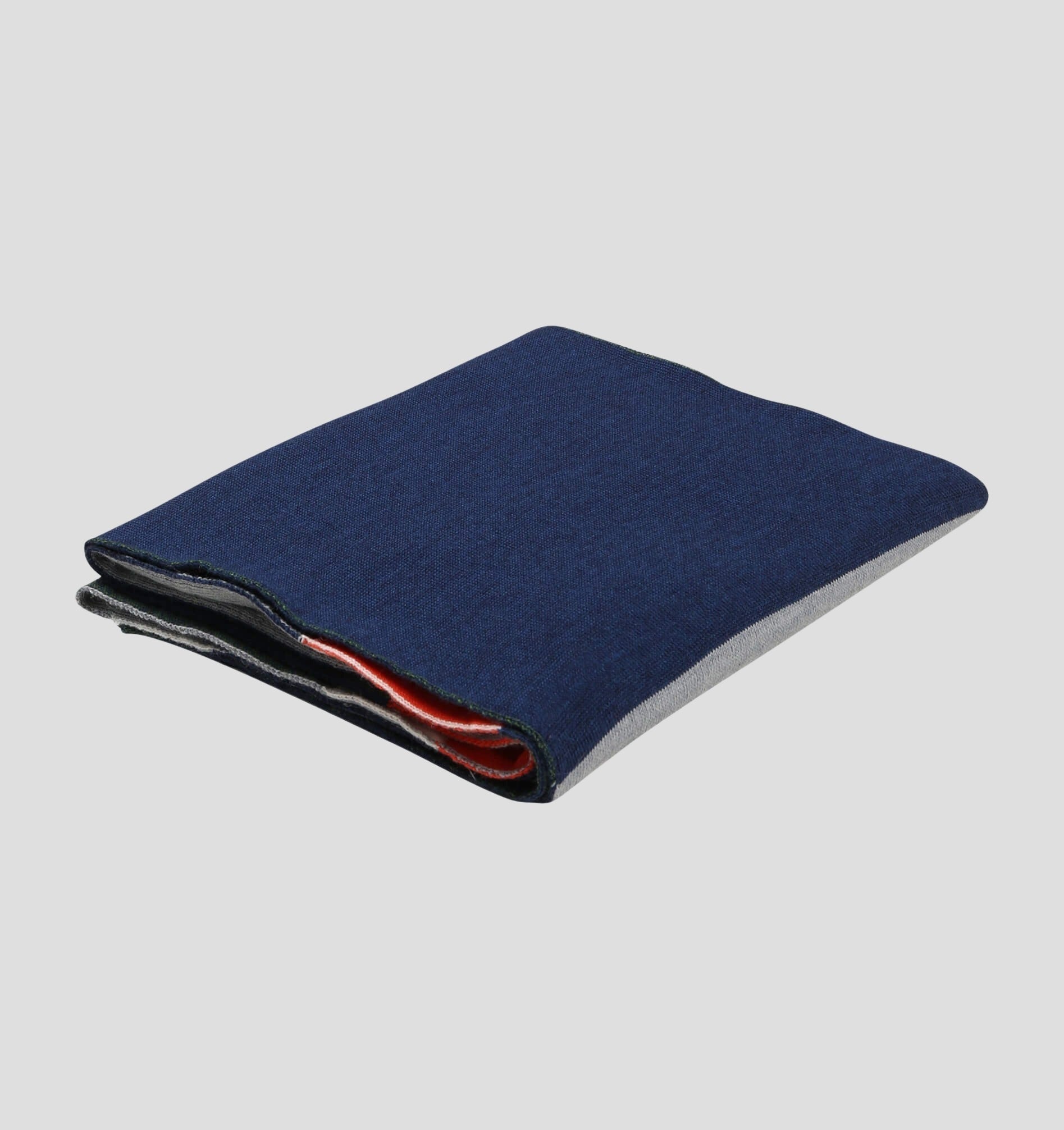 Merino Classic Scarf (160cm x 24cm) - Stone Grey / Fire Red / 160cm x 24cm