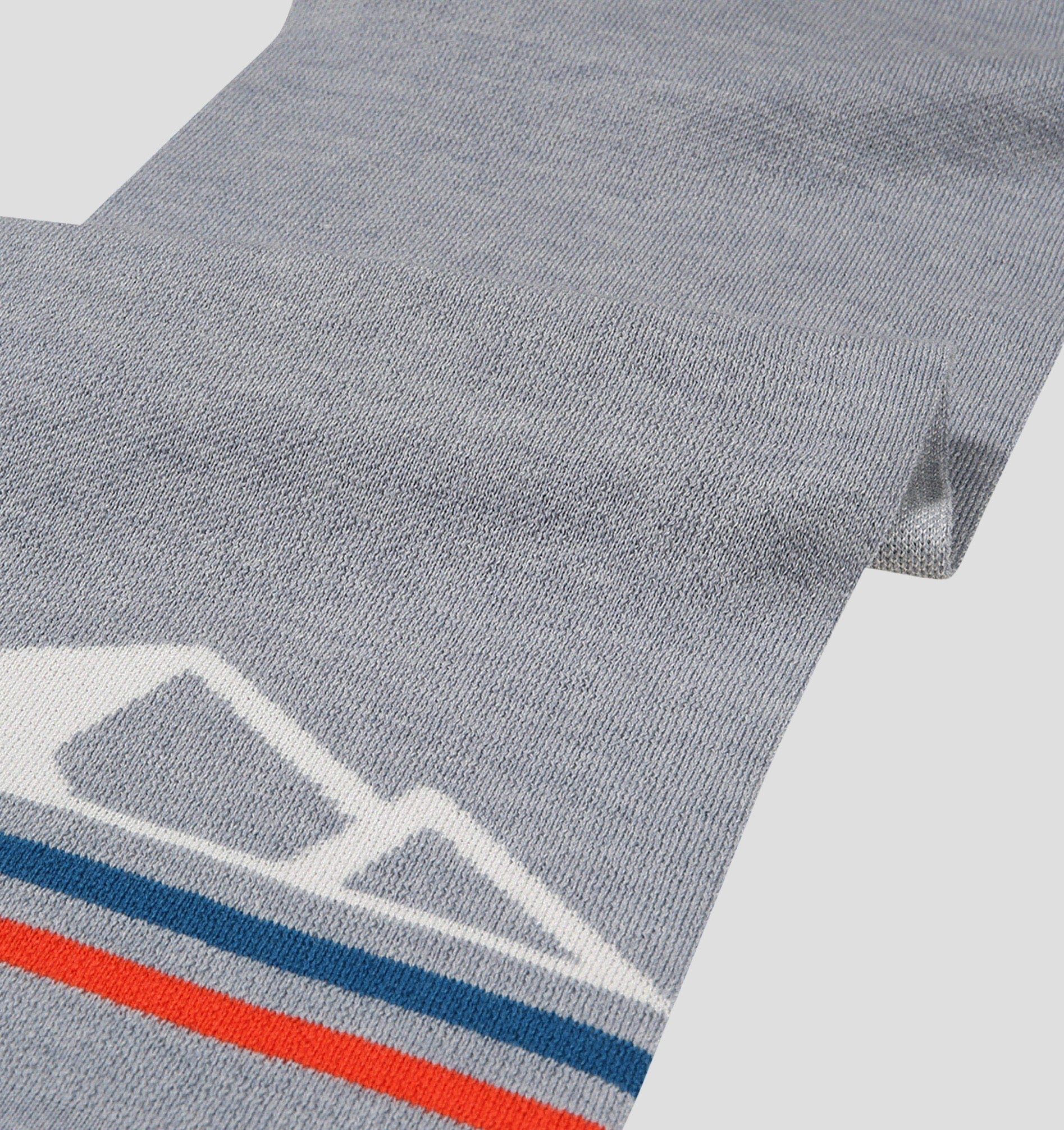 Merino Classic Scarf (160cm x 24cm) - Stone Grey / Fire Red / 160cm x 24cm