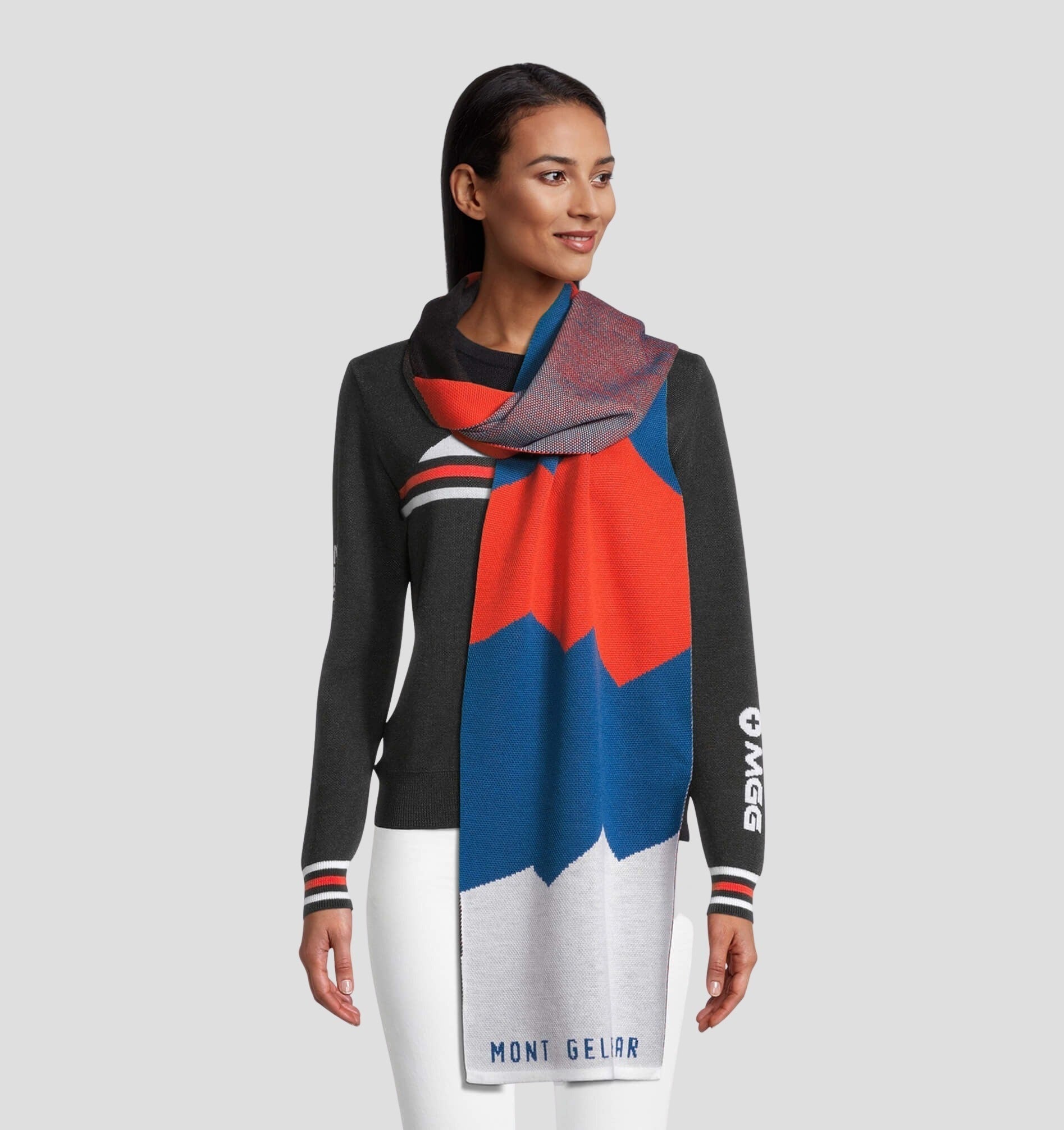 Merino Oversize Scarf (220cm x 32cm) - Navy Blue / Ocean Blue / 220cm x 32cm