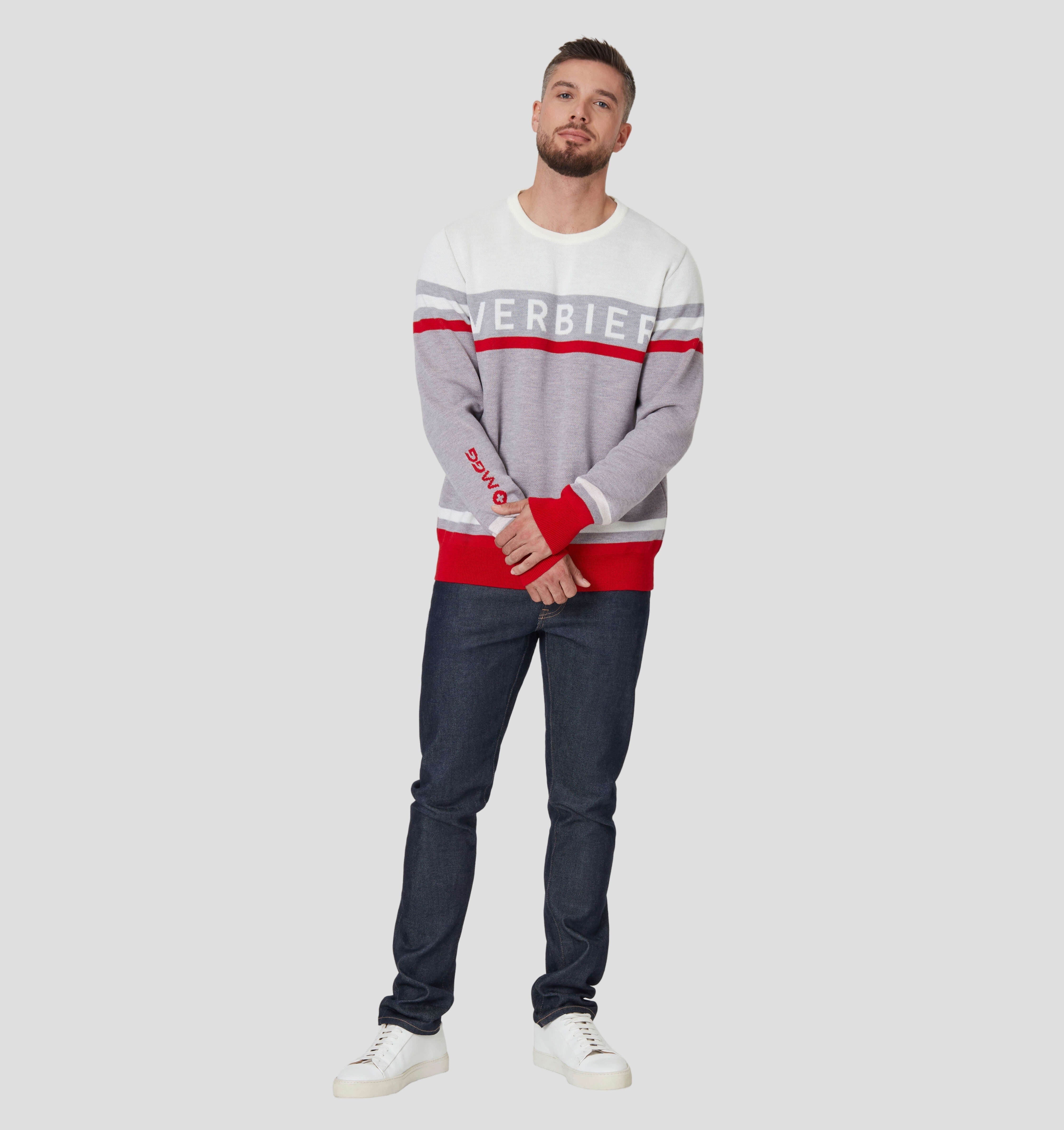 Verbier Merino Sweater - Steel Grey / Snow White / S