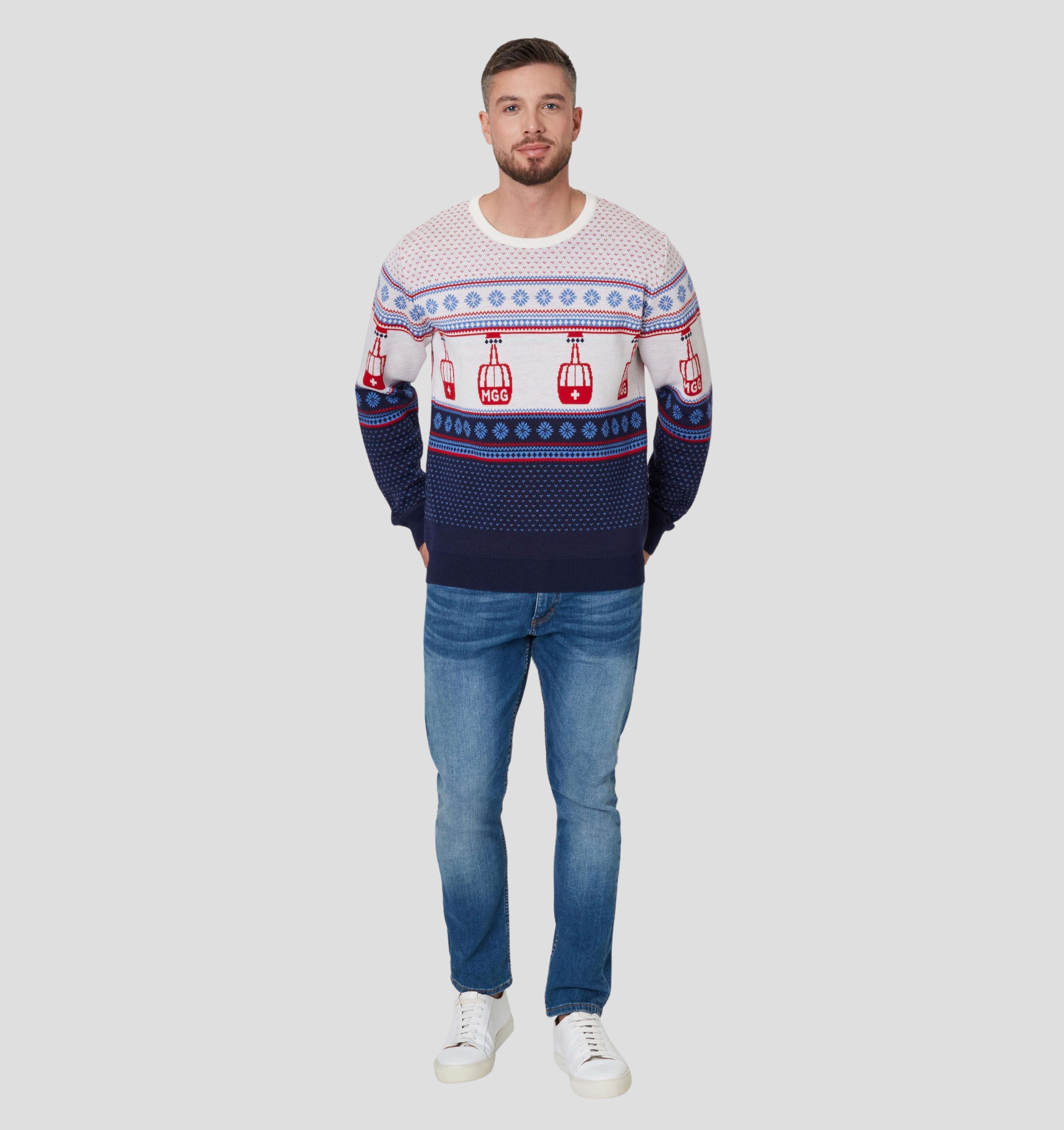 Gondola Merino Sweater - Navy Blue / Snow White / S