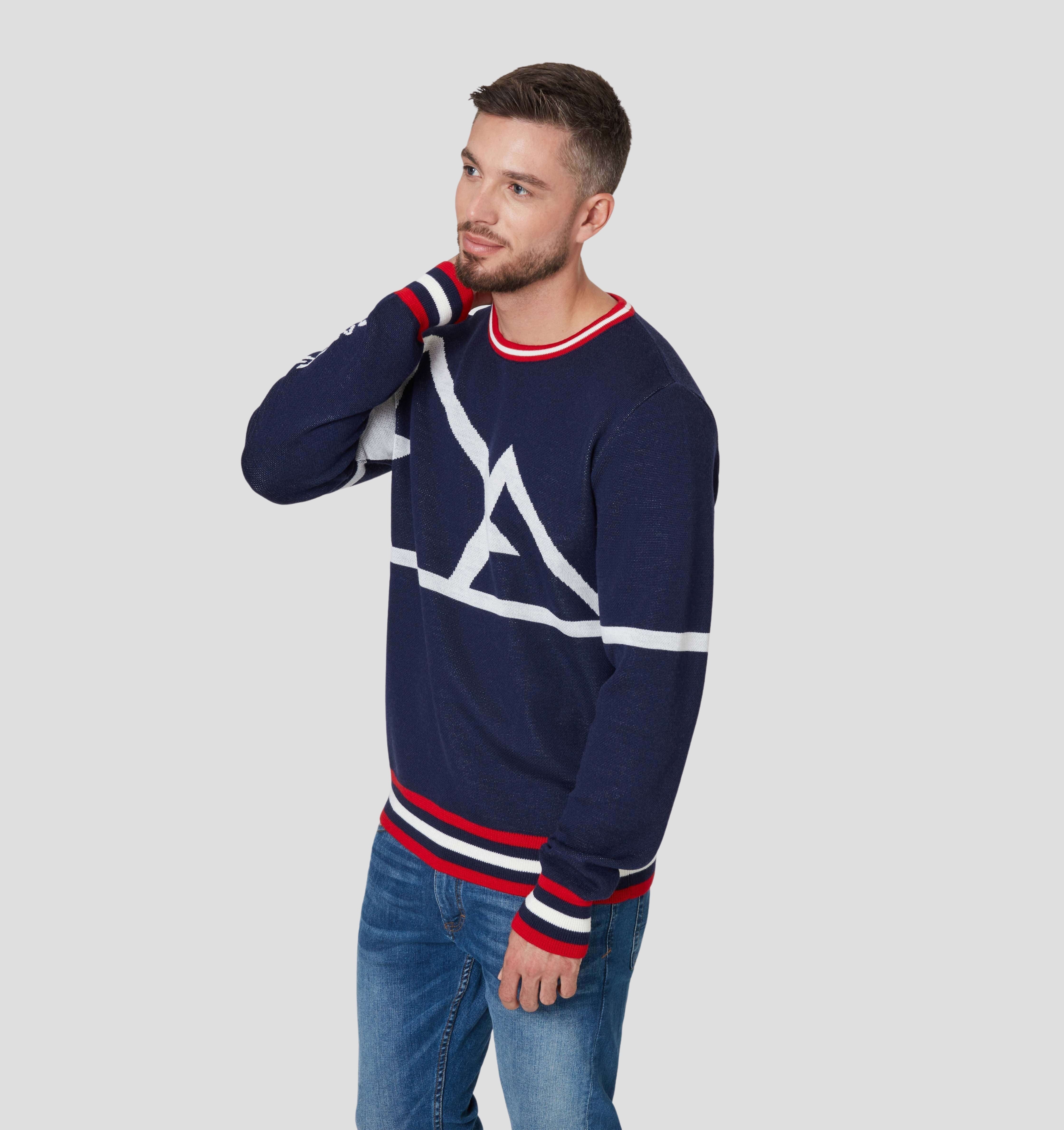 Summit Merino Sweater - Navy Blue / Snow White / S