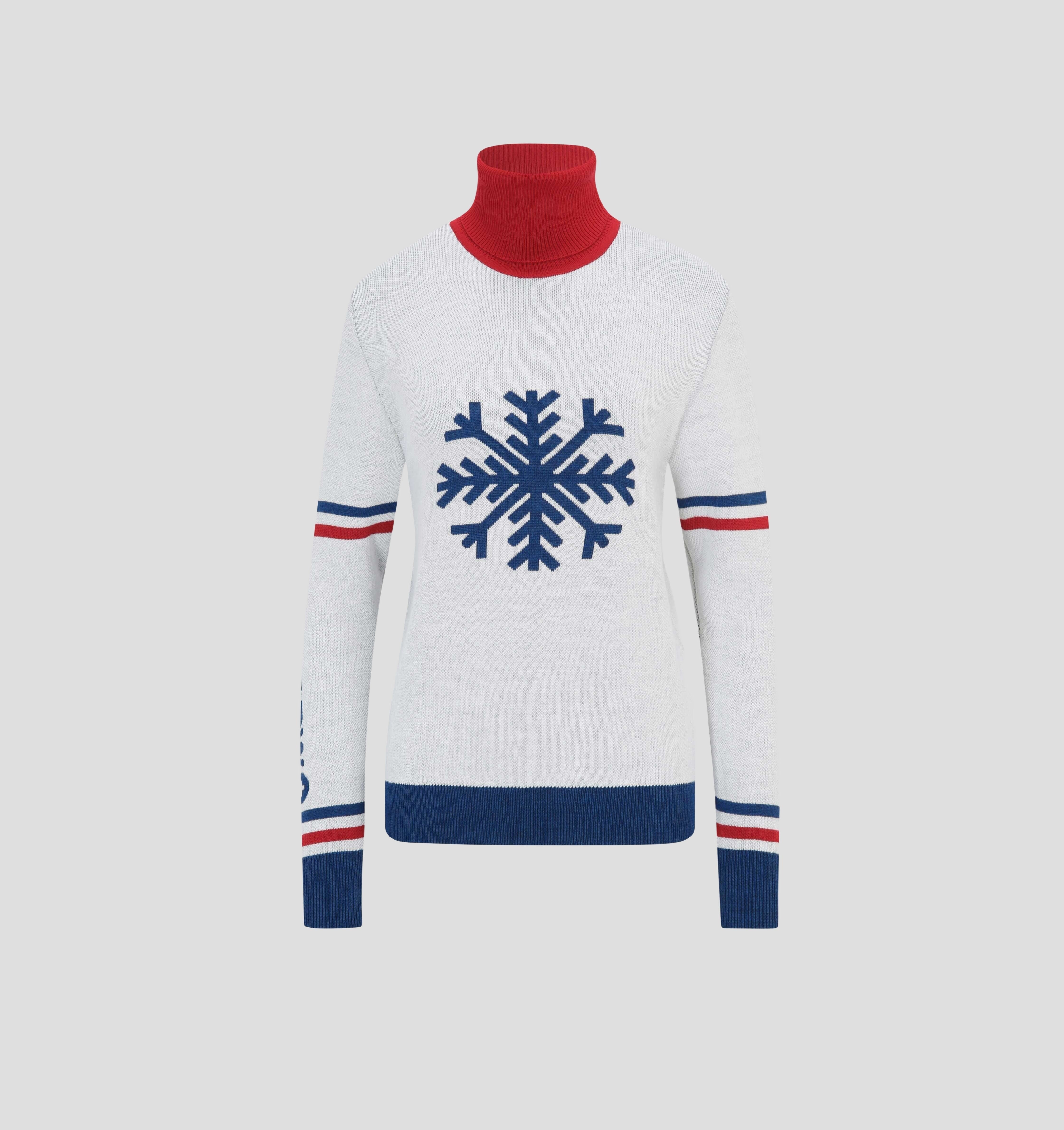 Snowflake Merino Sweater - Frost White / Navy Blue / XS