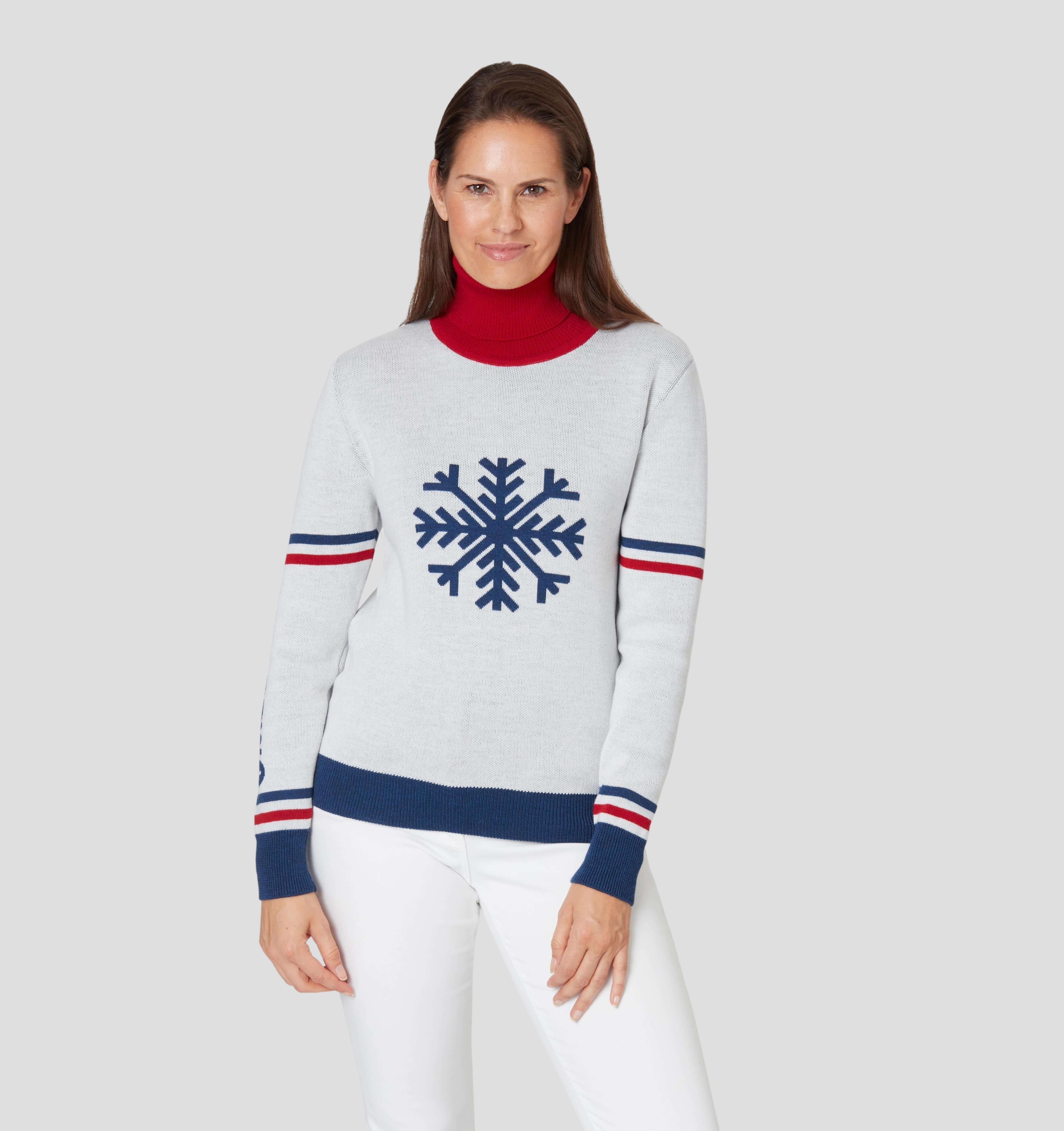 Snowflake Merino Sweater - Frost White / Navy Blue / XS