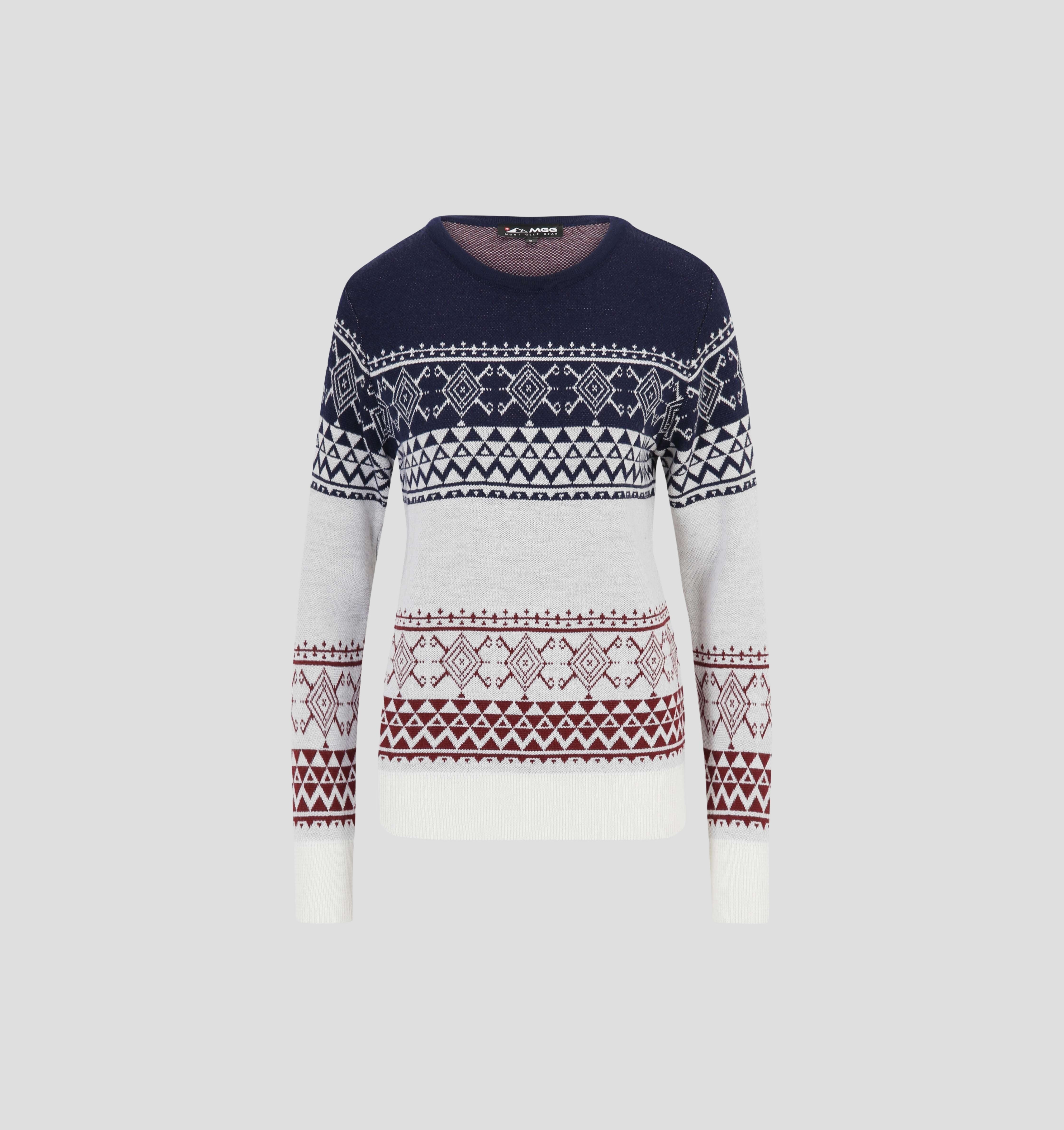 Nordic Merino Sweater - Navy Blue / Powder White / XS