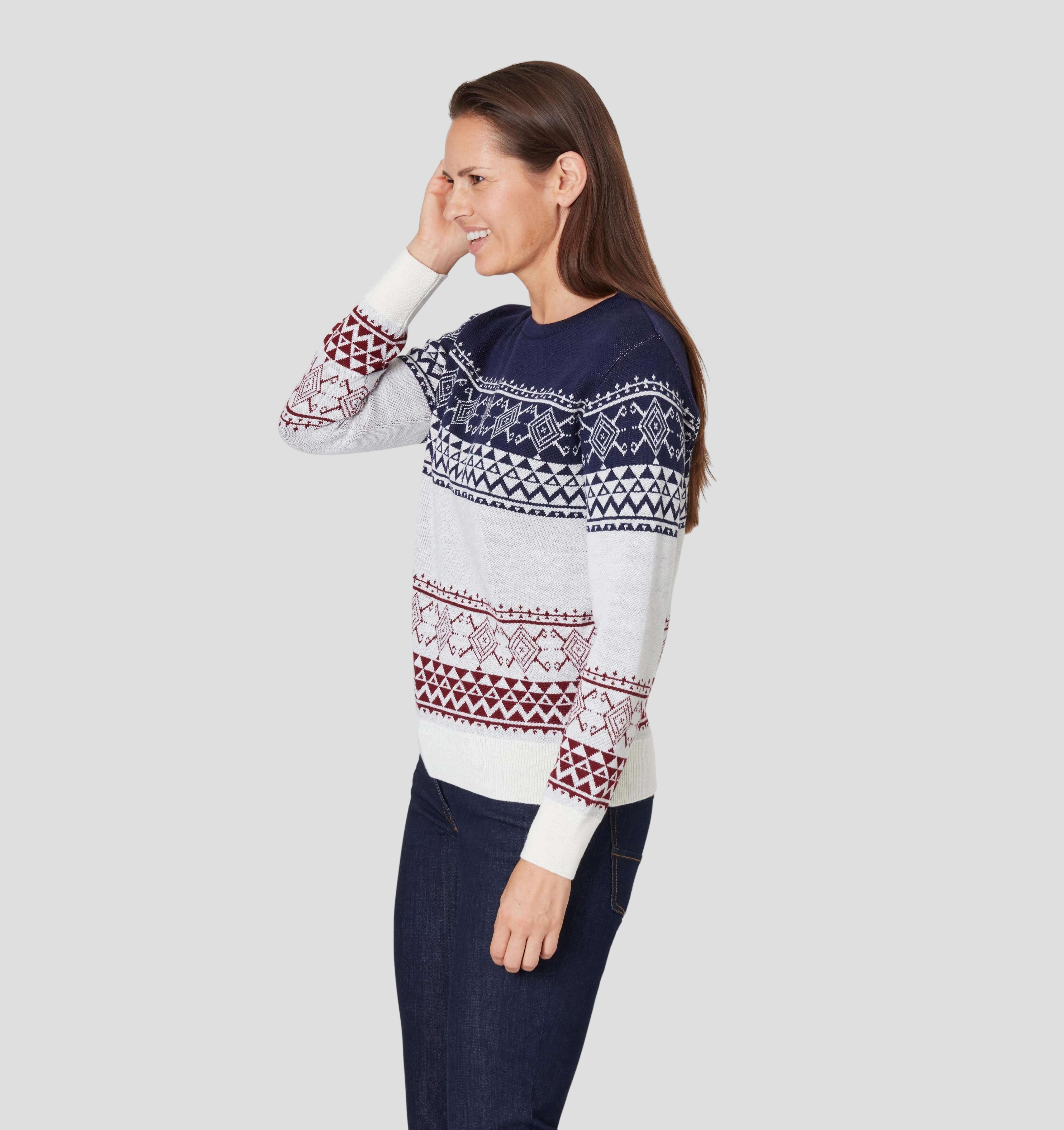 Nordic Merino Sweater - Navy Blue / Powder White / XS