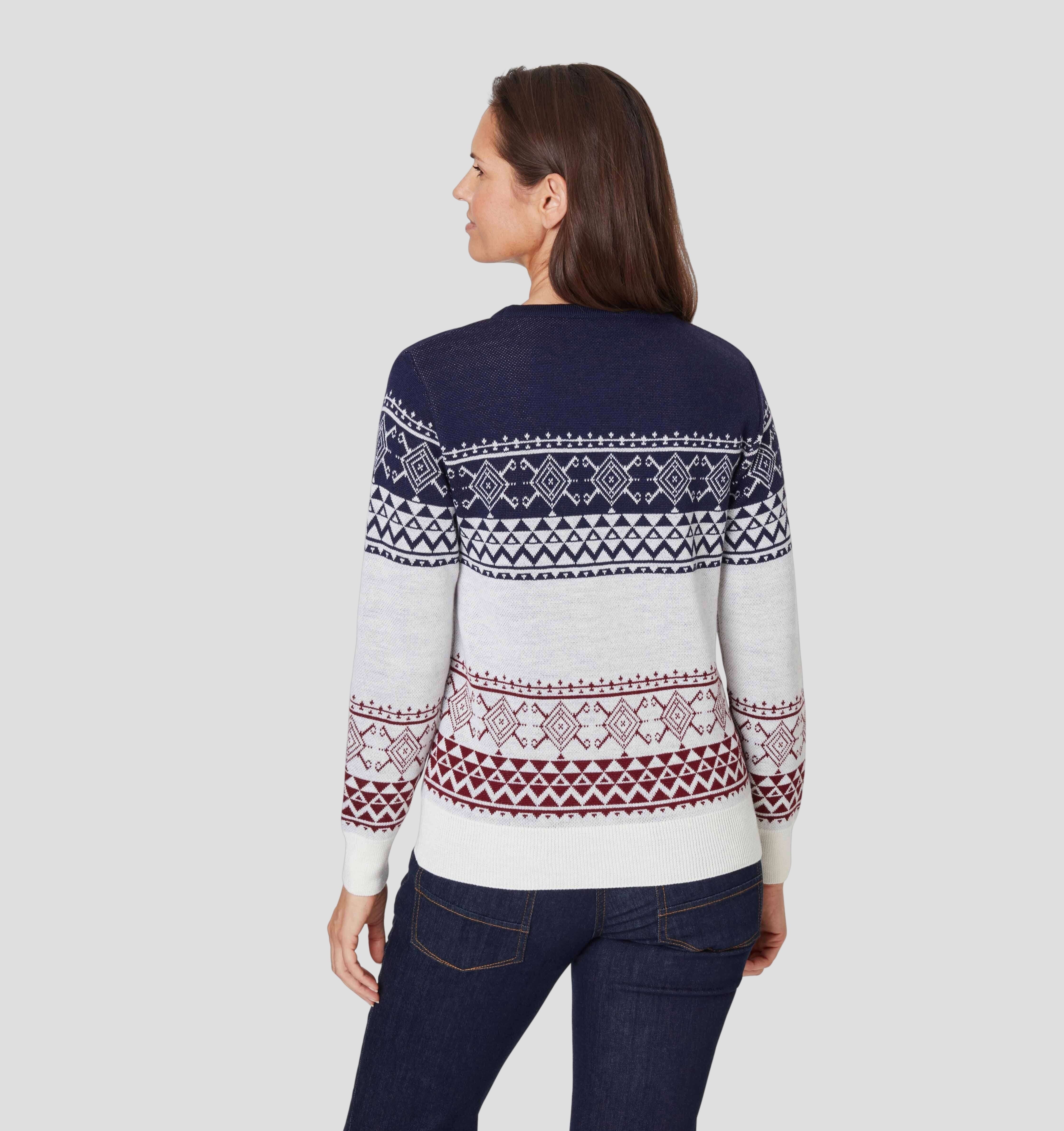 Nordic Merino Sweater - Navy Blue / Powder White / XS