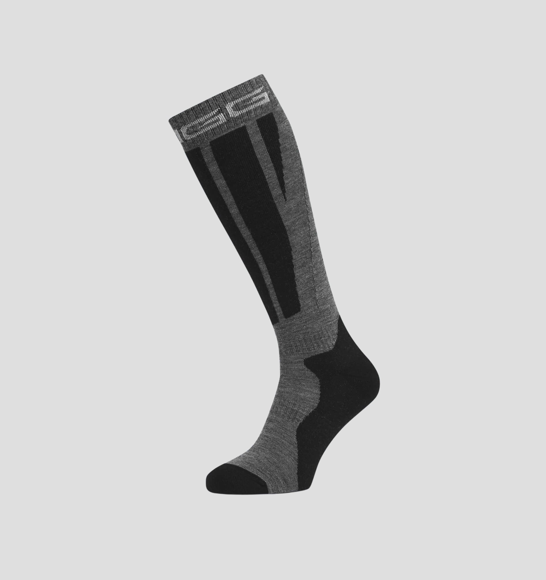 Technical Ski Socks (45% Merino) - Stone Grey / Onyx Black / S