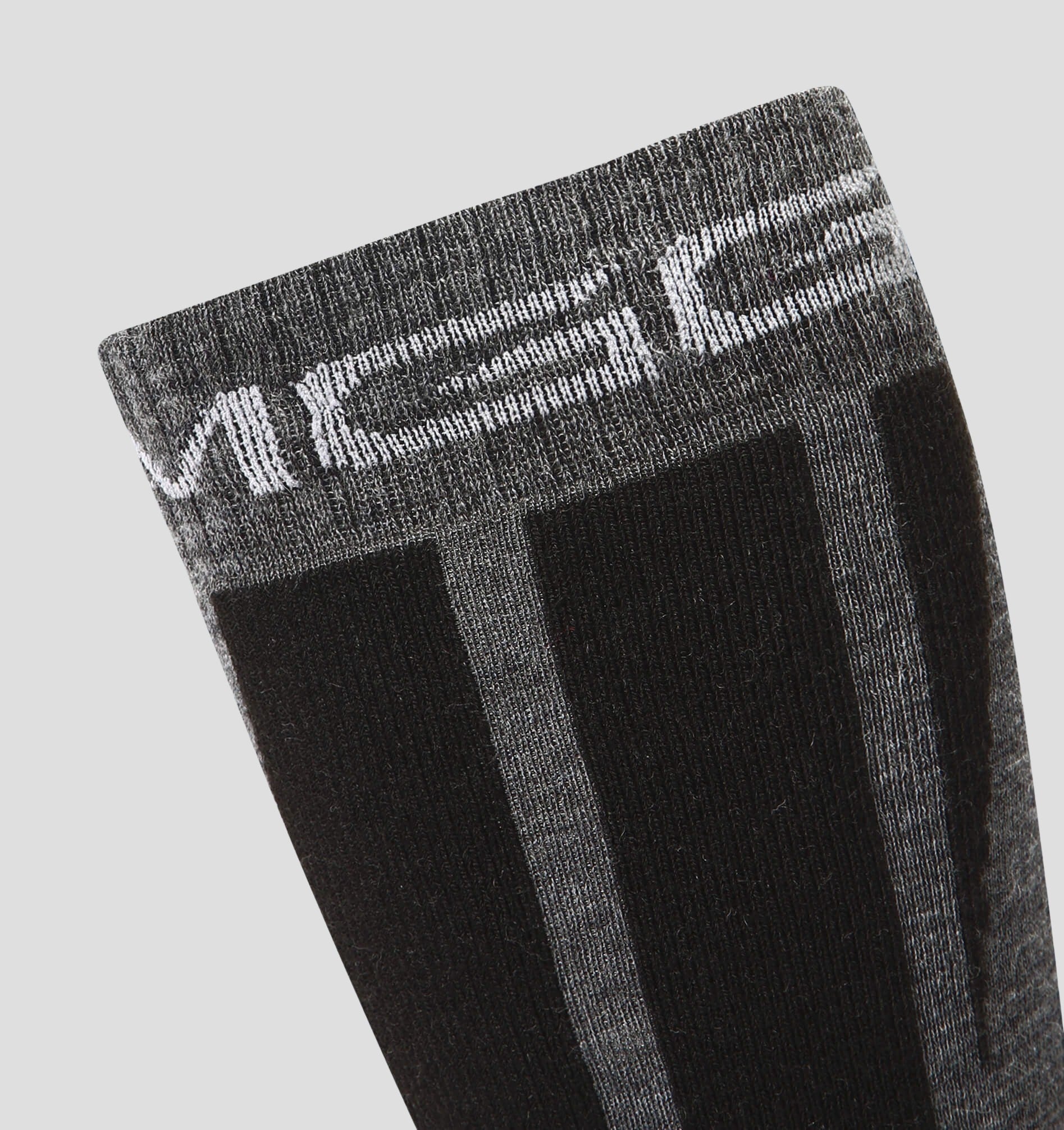 Technical Ski Socks (45% Merino) - Stone Grey / Onyx Black / S