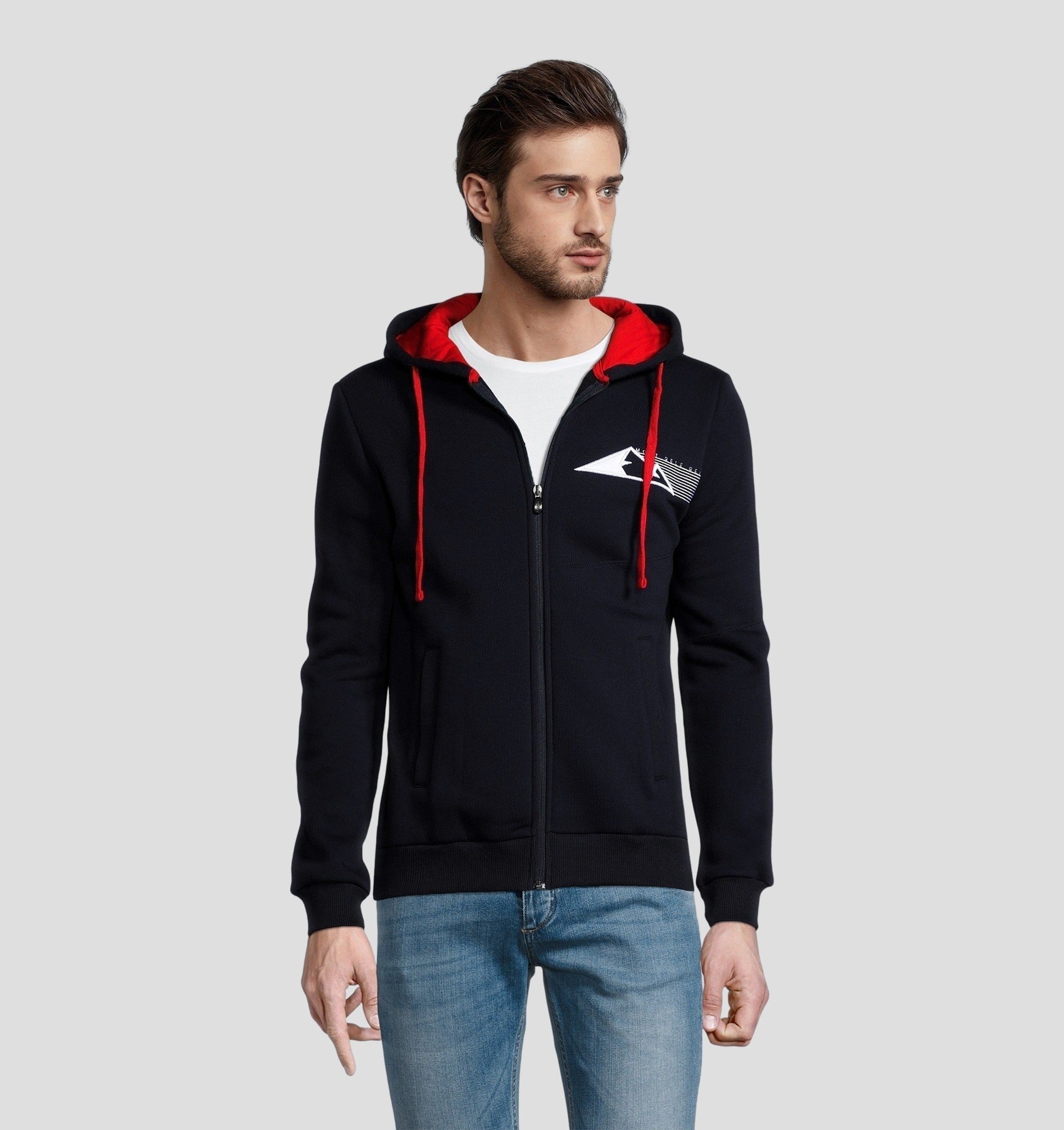 Cotton Zip Hoodie - Navy Blue / S