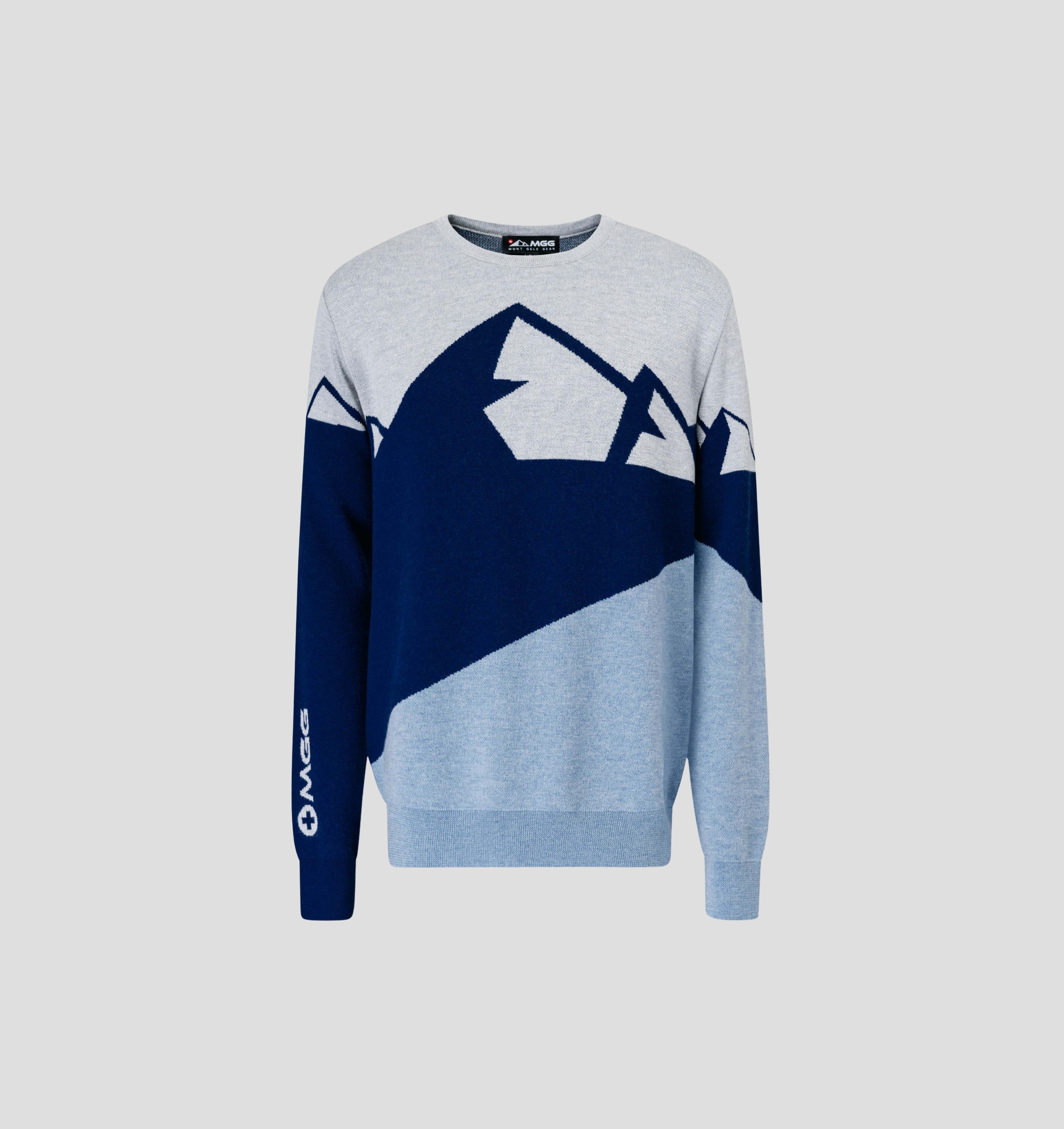 Panorama Merino Sweater - Navy Blue / Ash Grey / S