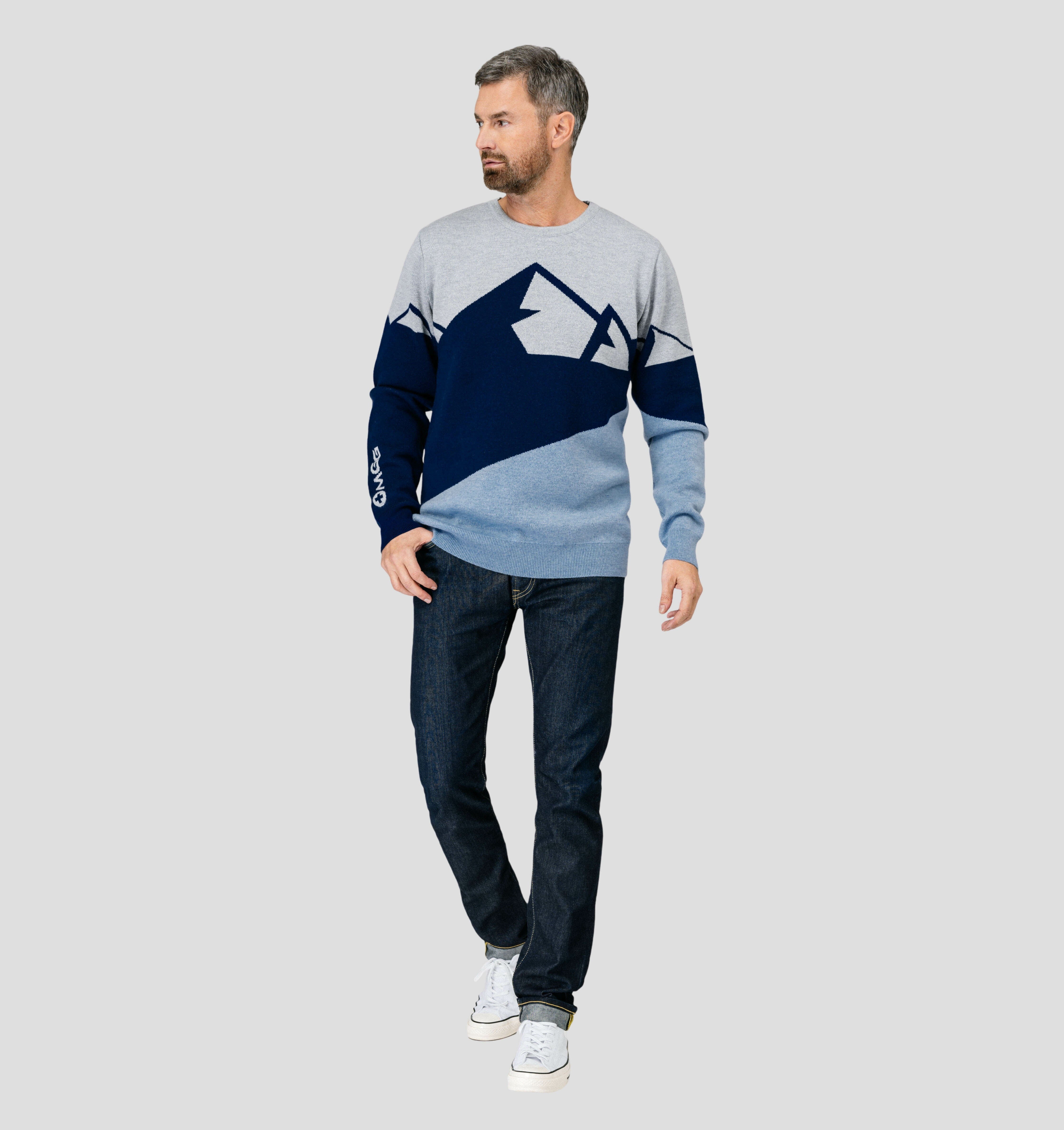 Panorama Merino Sweater - Navy Blue / Ash Grey / S