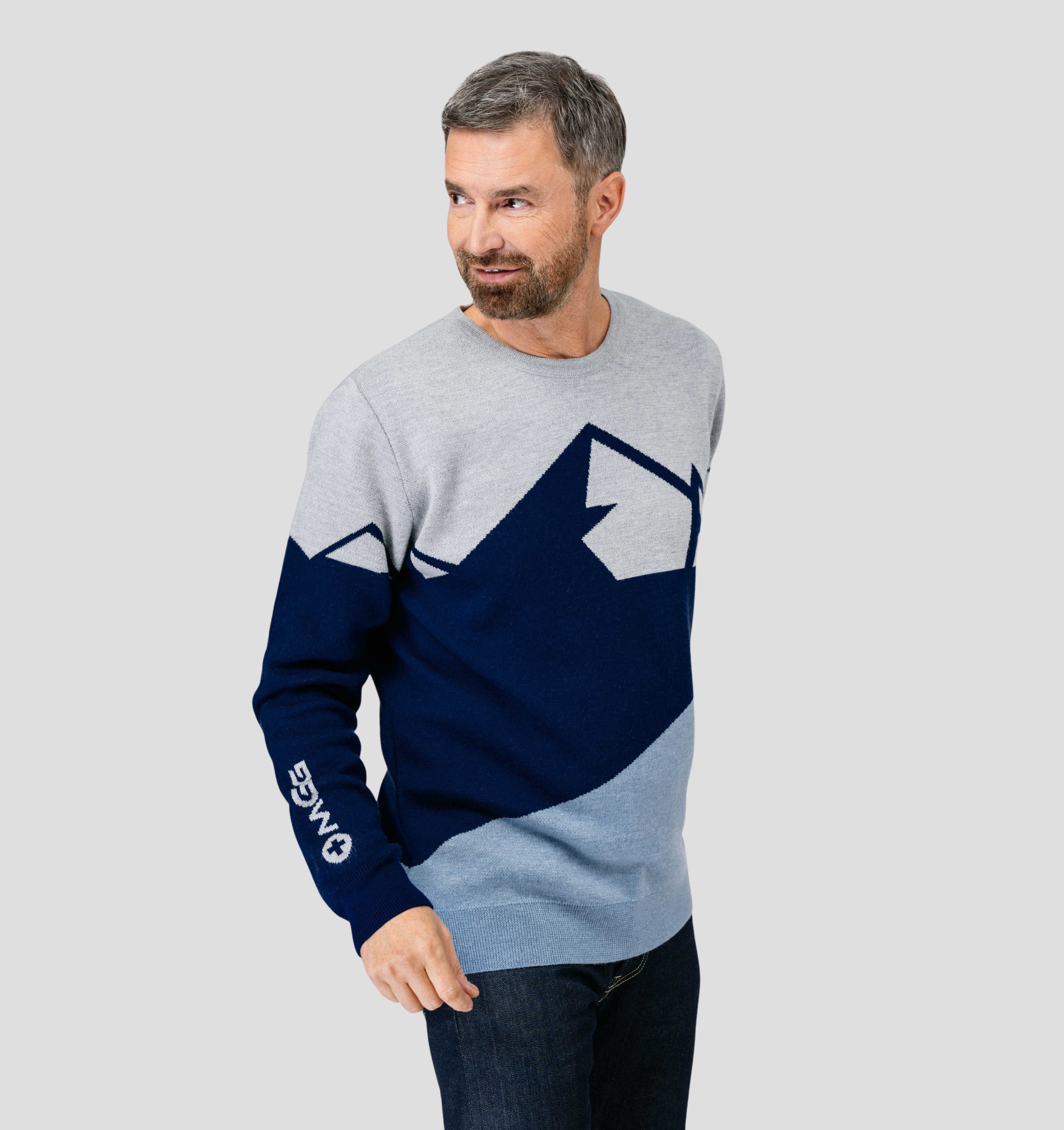 Panorama Merino Sweater - Navy Blue / Ash Grey / S