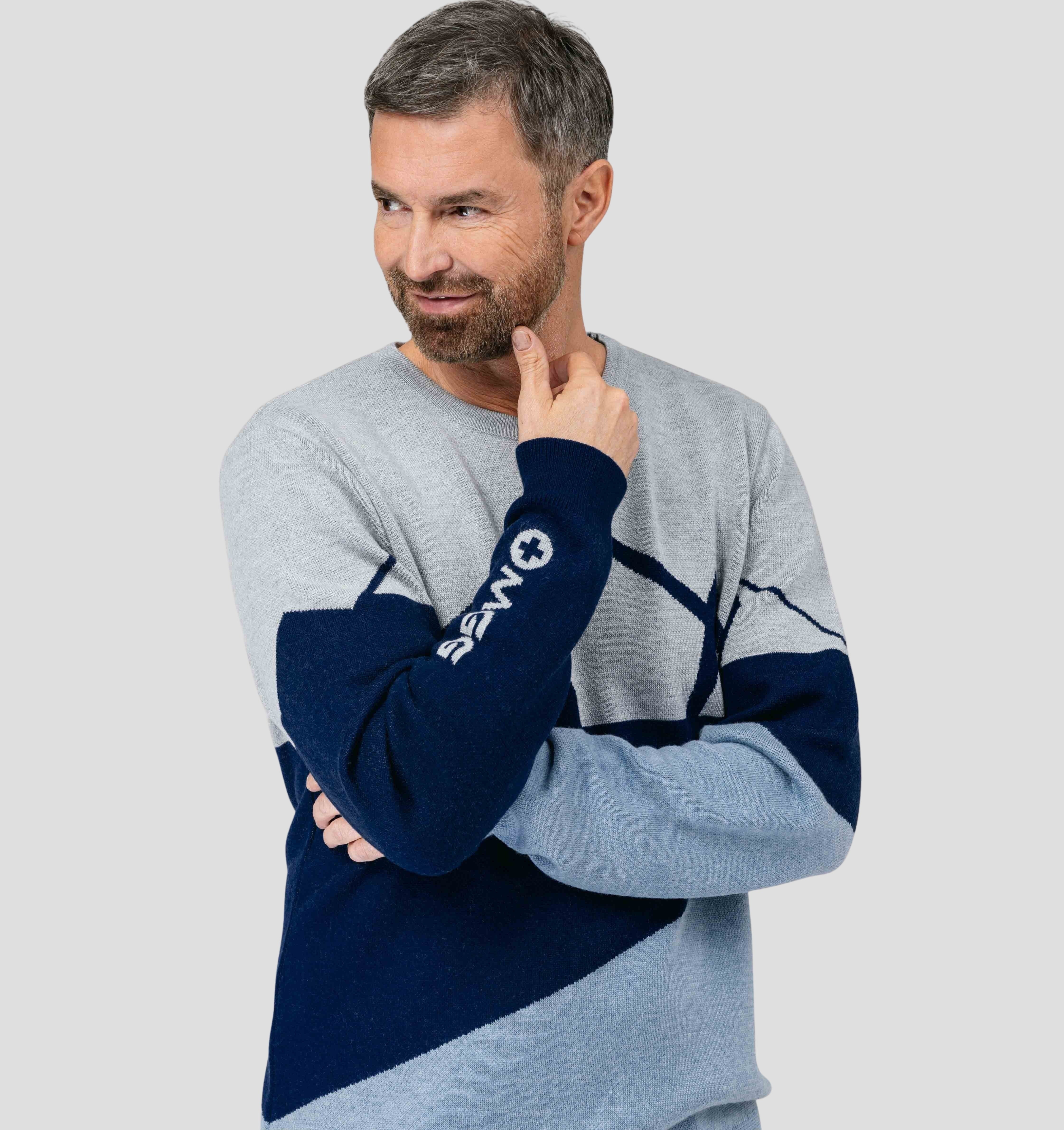 Panorama Merino Sweater - Navy Blue / Ash Grey / S