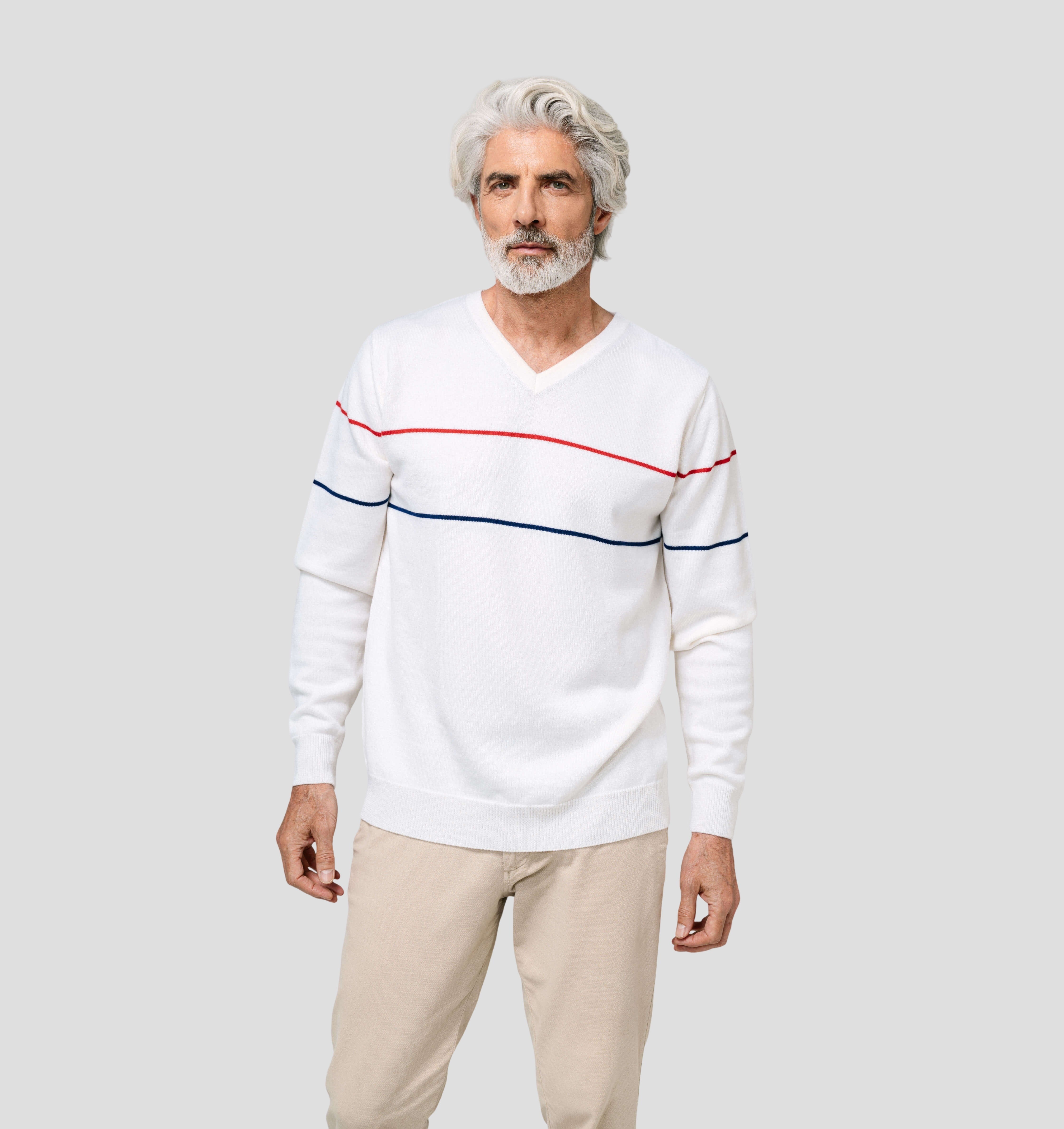 V-Neck Merino Sweater - Cream White / S