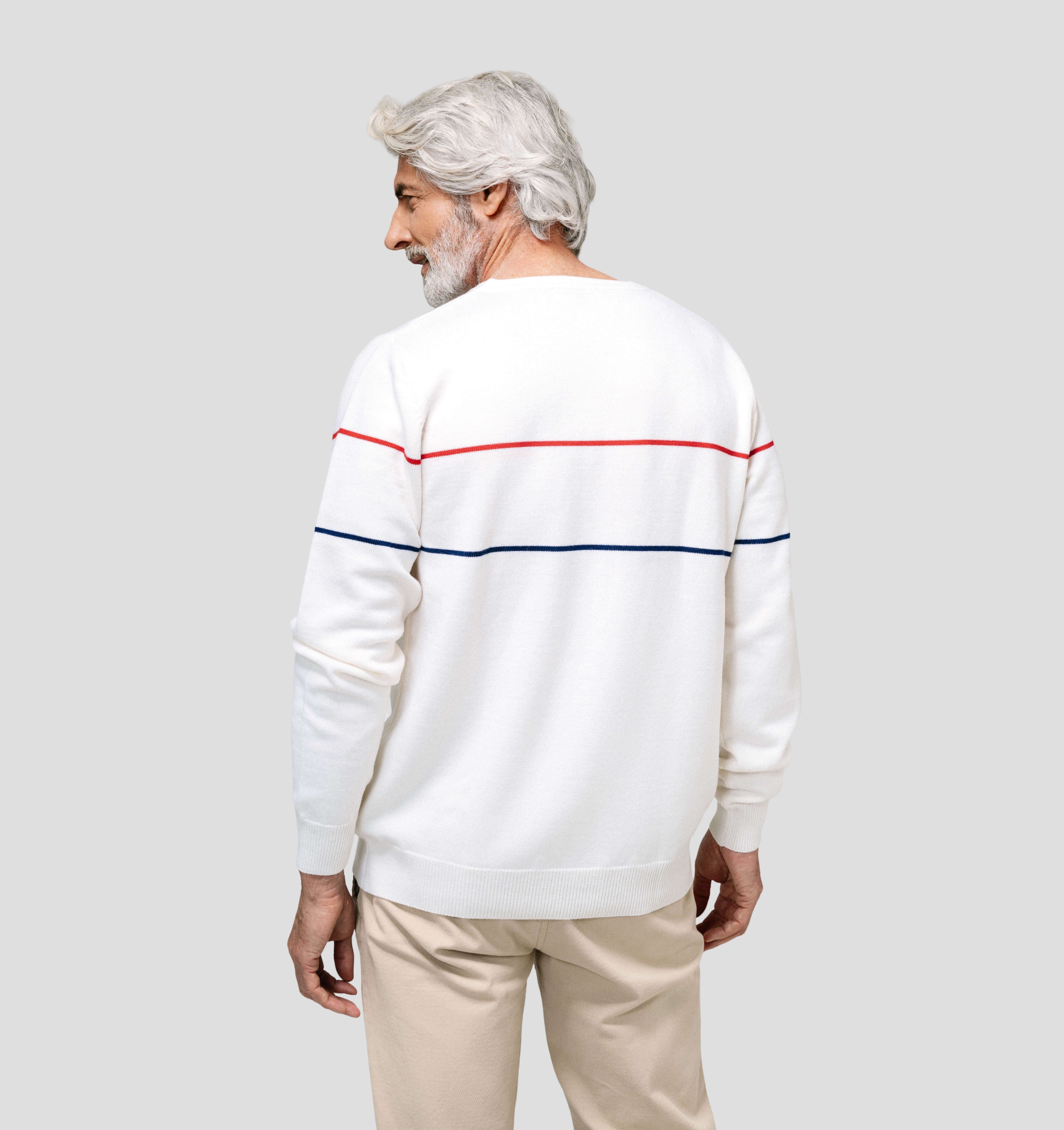 V-Neck Merino Sweater - Cream White / S