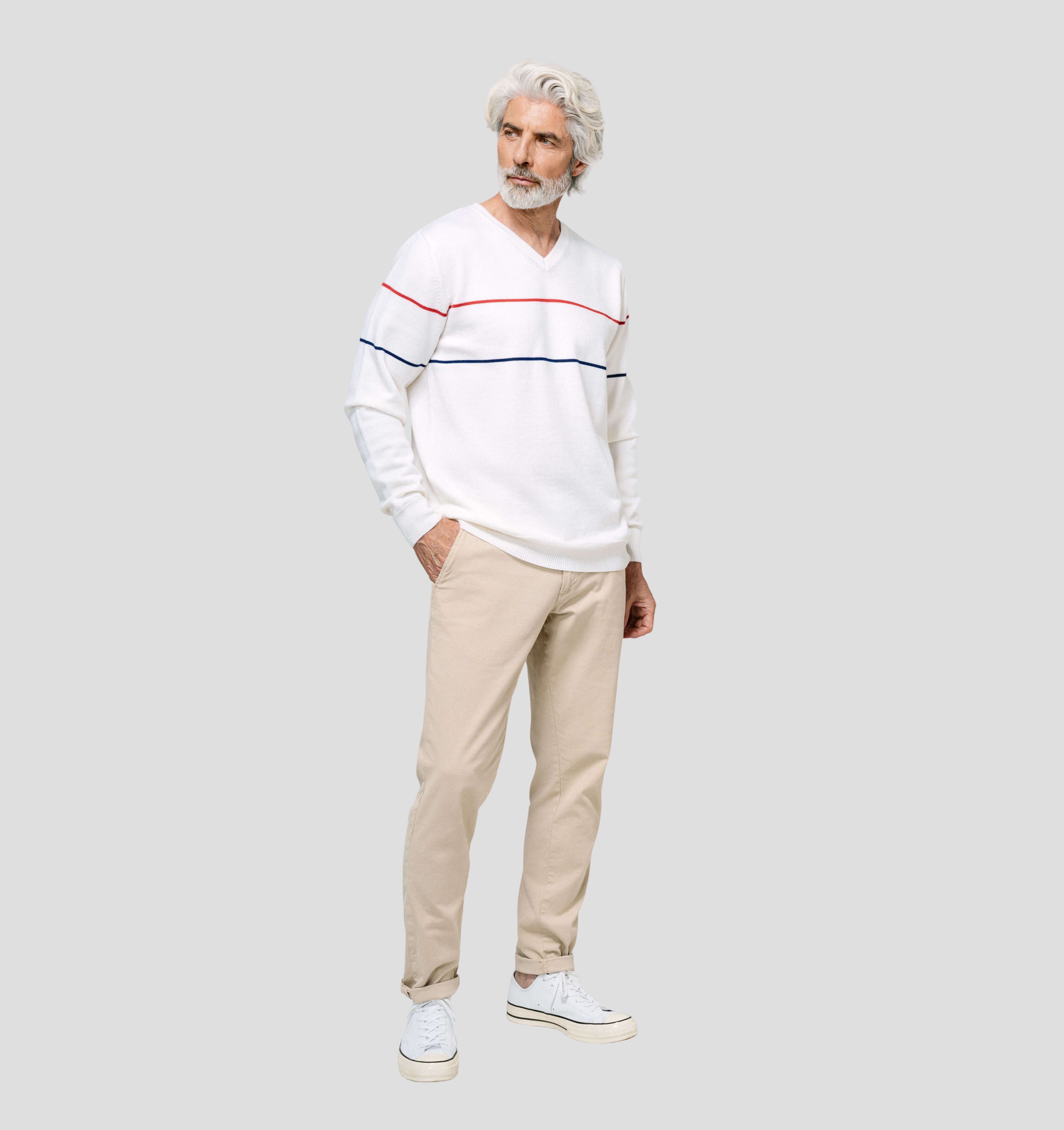 V-Neck Merino Sweater - Cream White / S