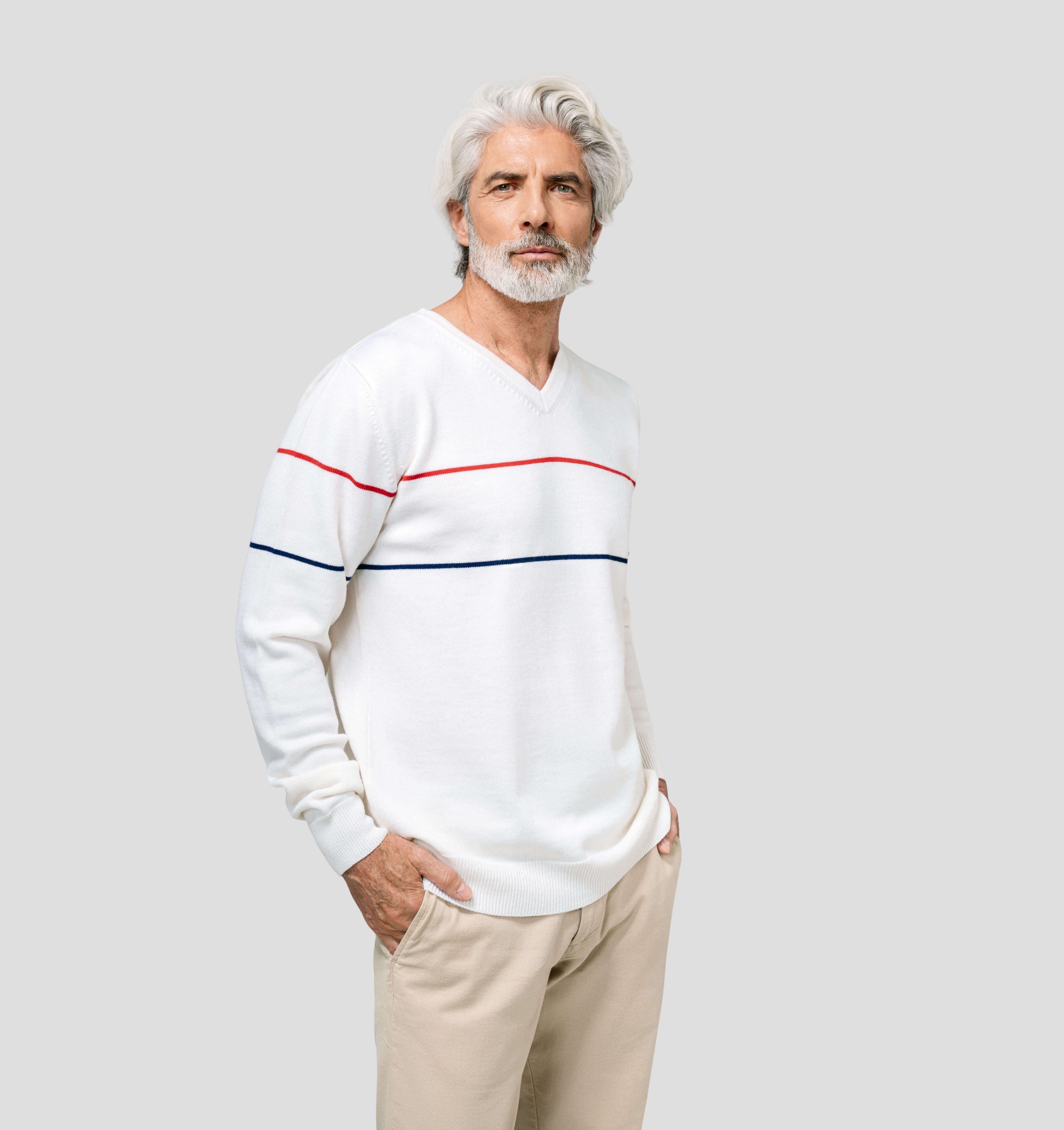 V-Neck Merino Sweater - Cream White / S