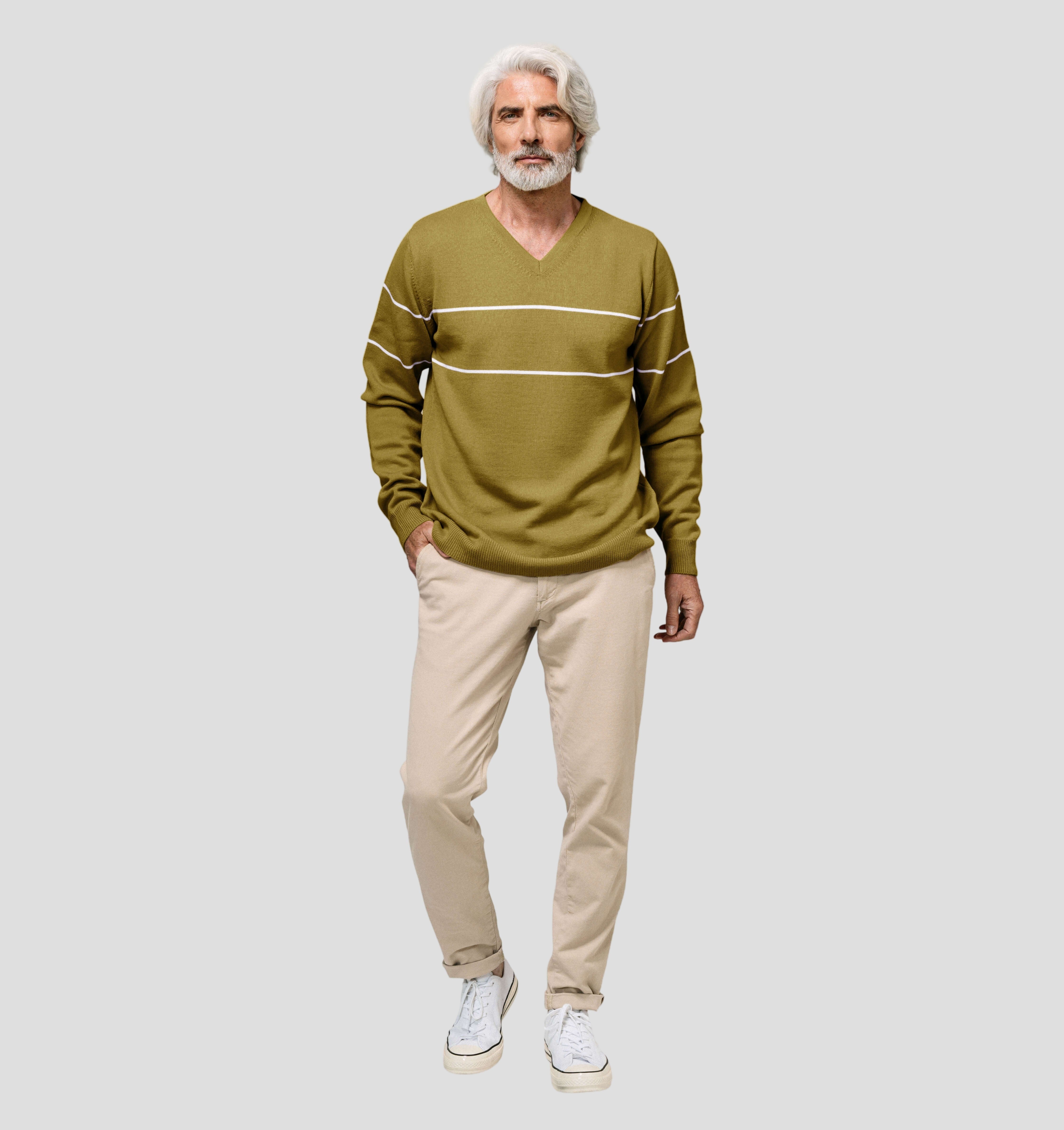V-Neck Merino Sweater - Mustard Yellow / S