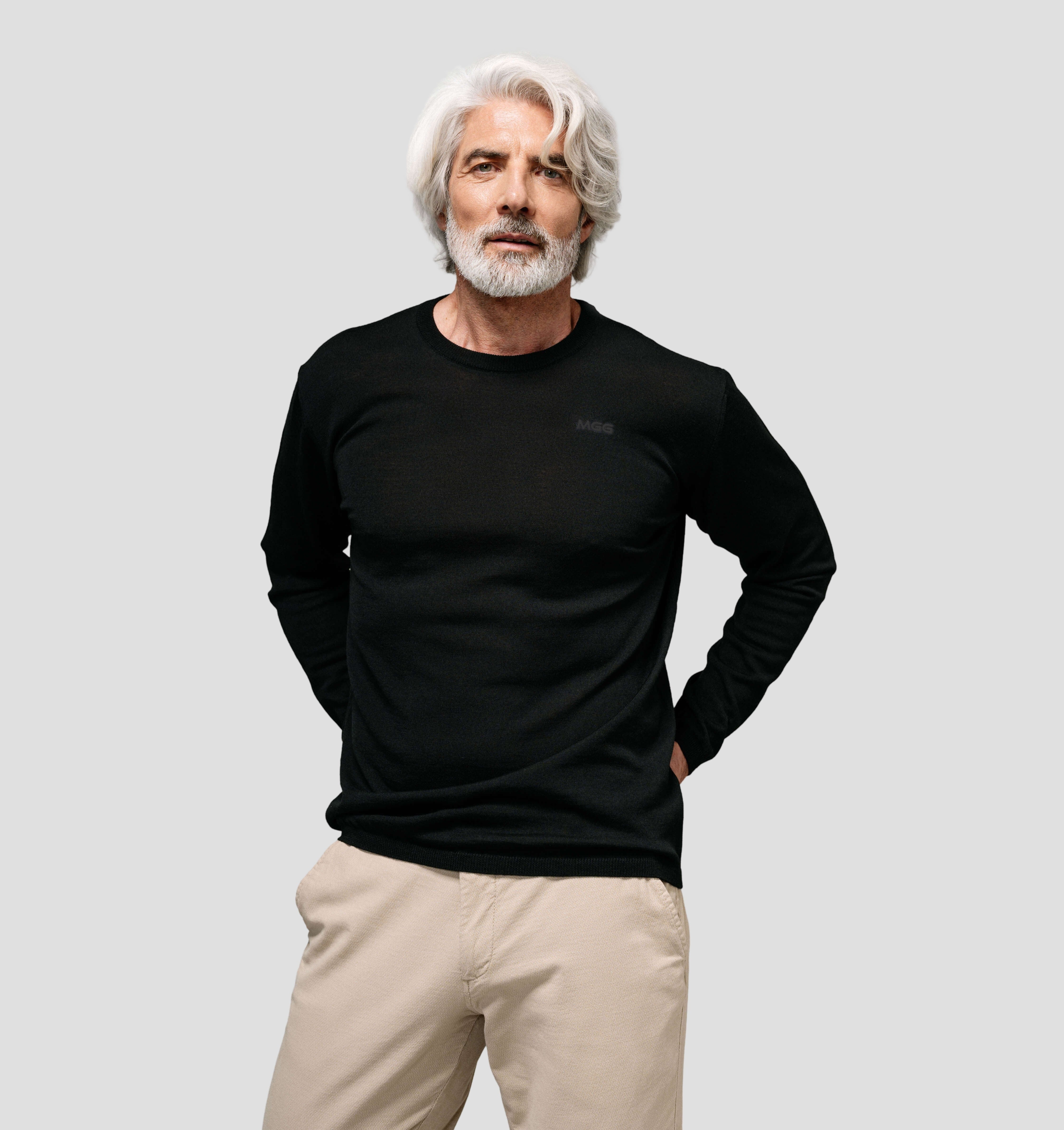 Merino CASHWOOL® SofTee | Long Sleeve - Onyx Black / S