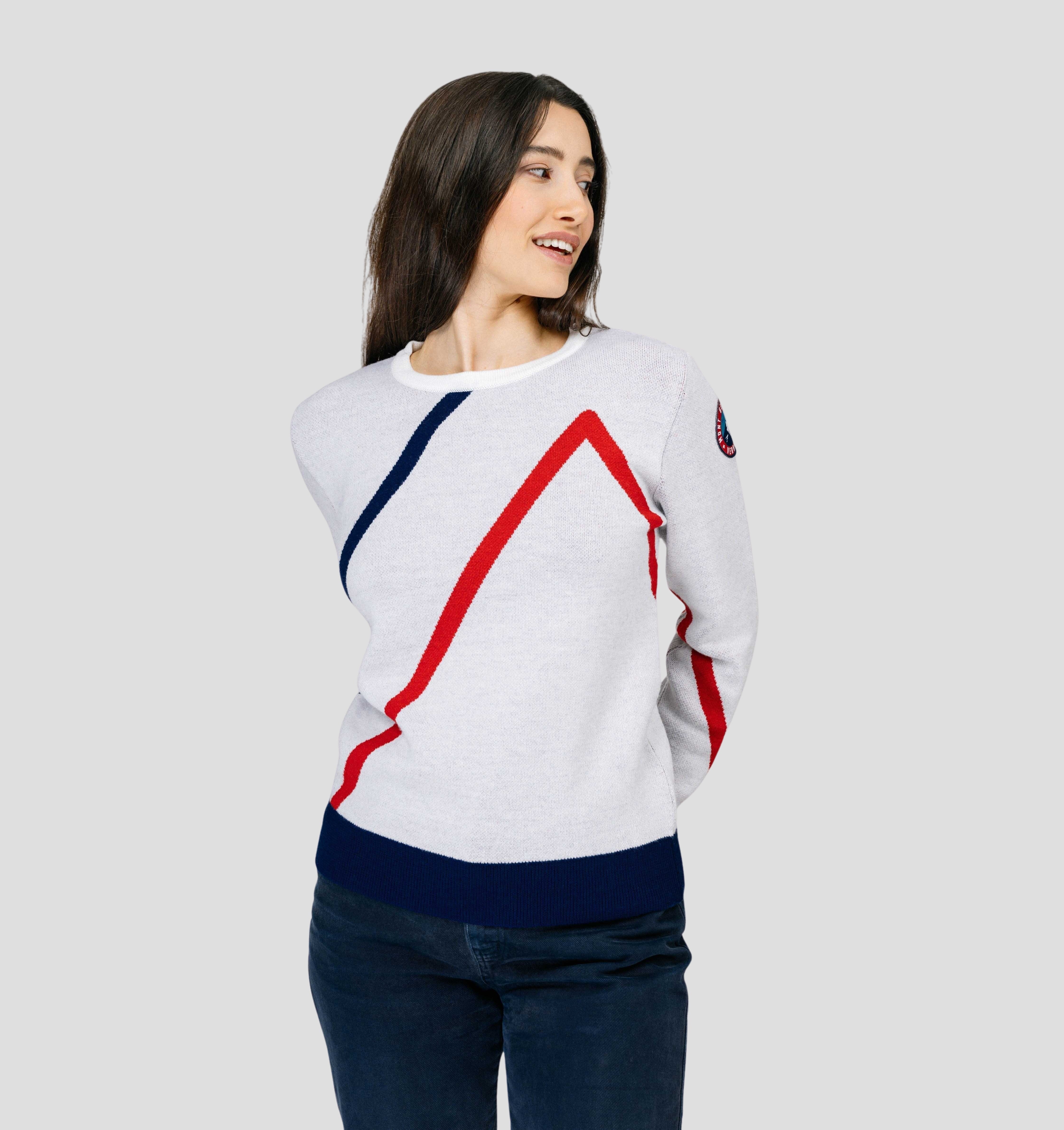 Zig Zag Merino Sweater - Frost White / XS