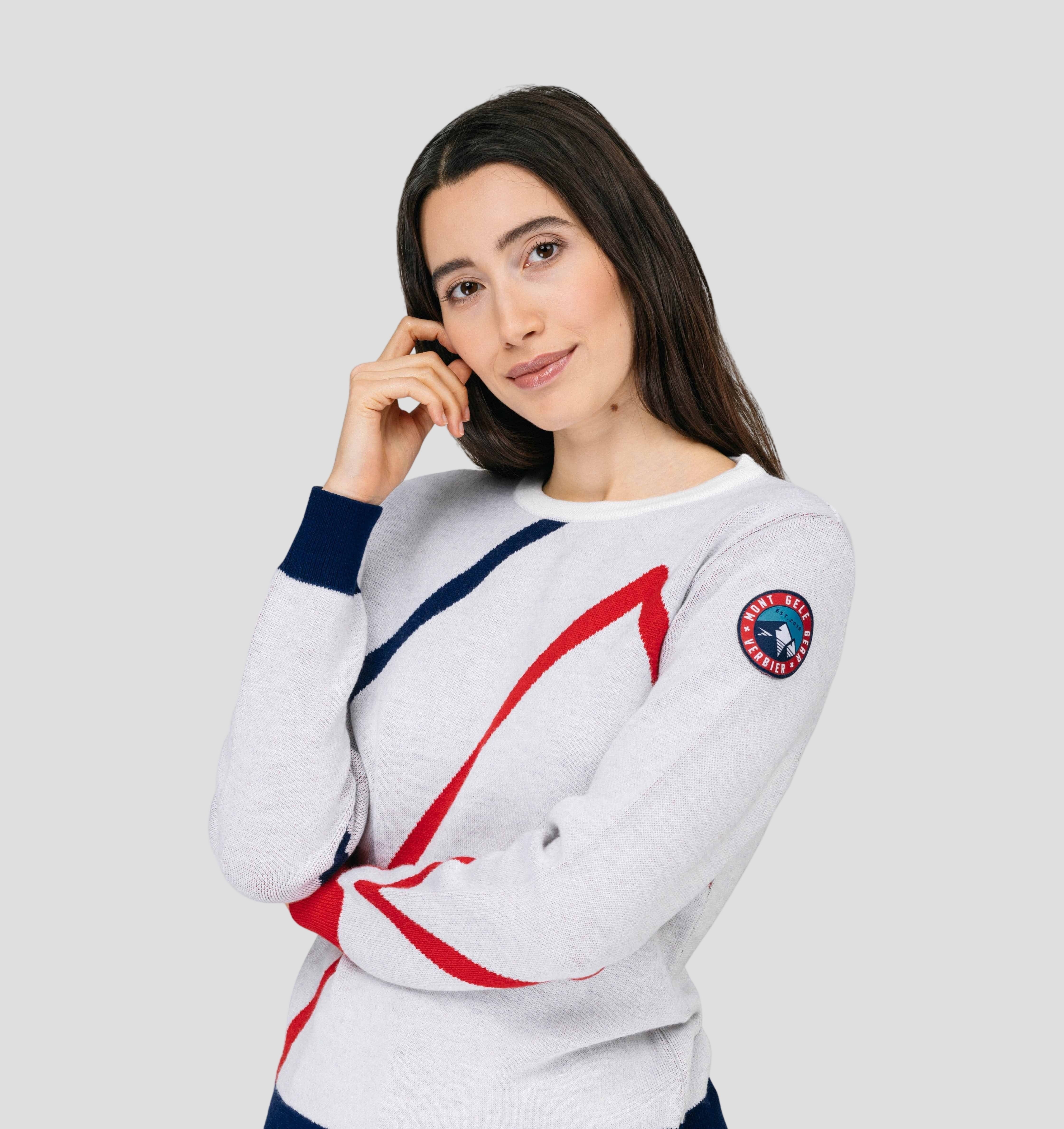 Zig Zag Merino Sweater - Frost White / XS